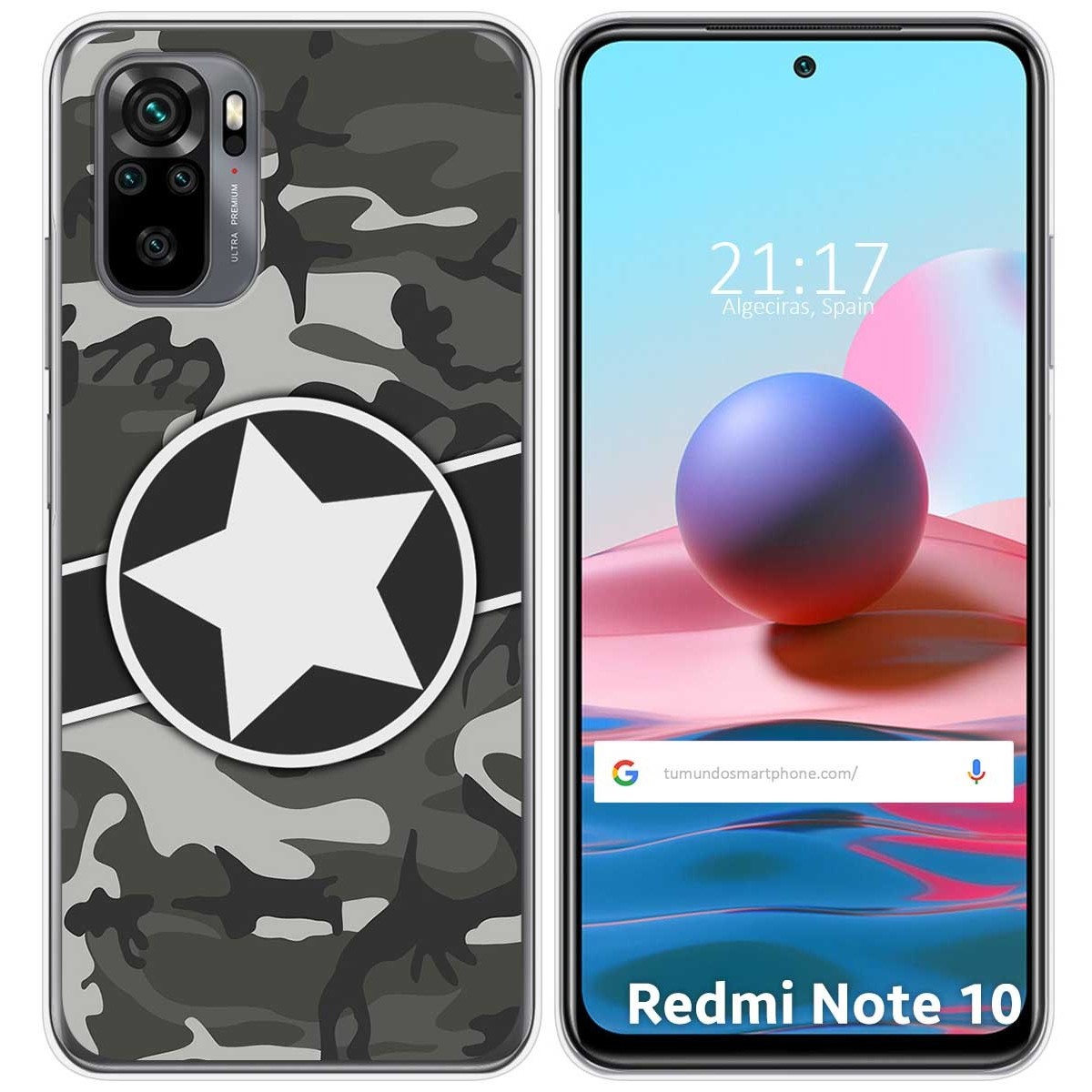 Tumundosmartphone Funda Gel Tpu para Xiaomi Redmi Note 10 / 10S diseño Camuflaje 02 Dibujos