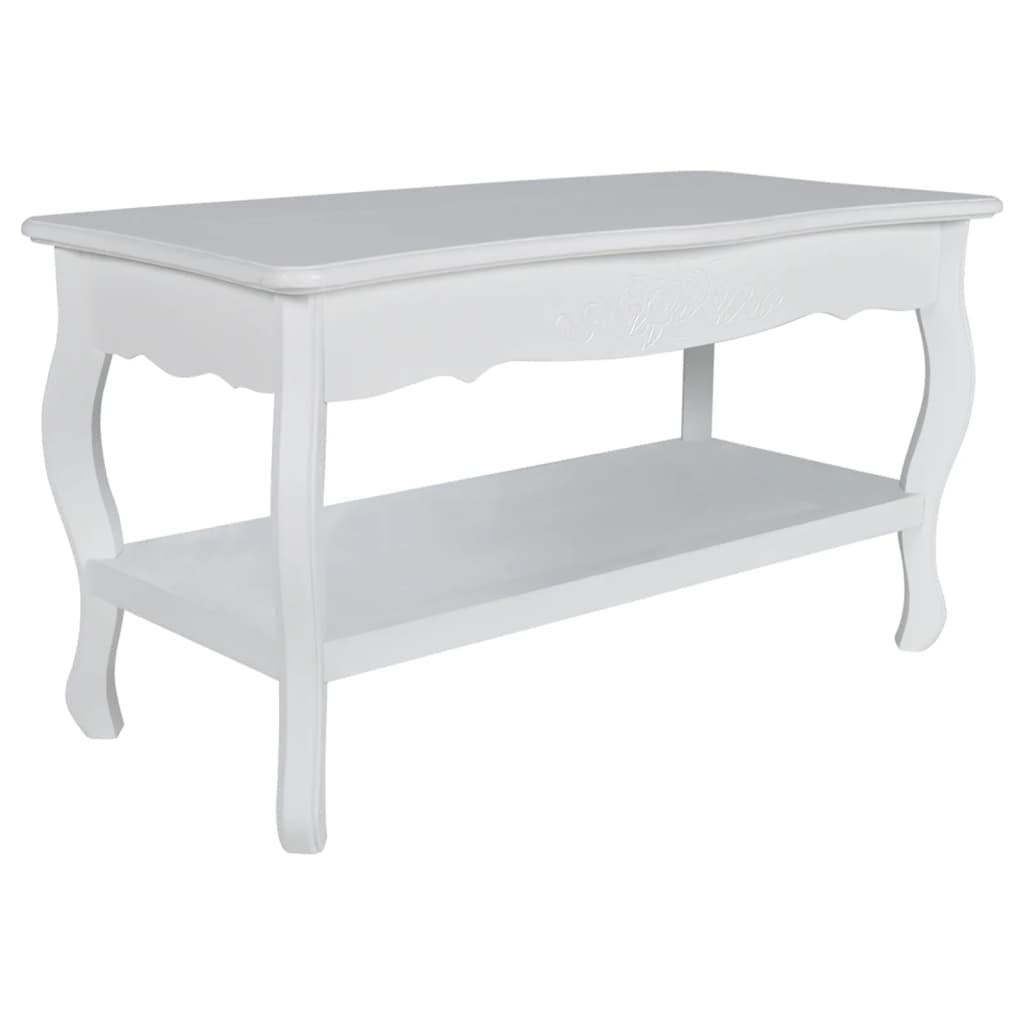 vidaXL Mesa de centro de 2 niveles de MDF blanca