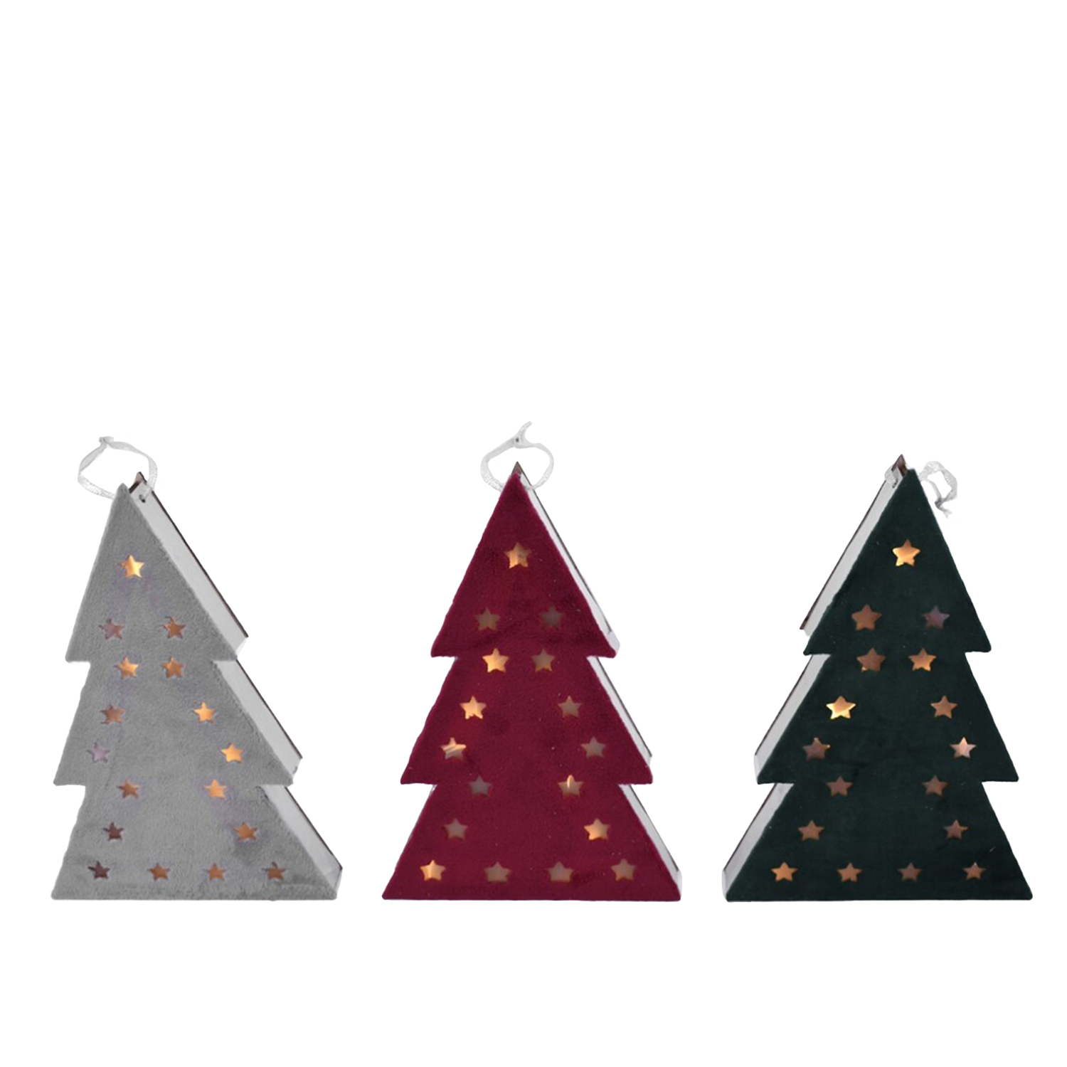 DAM. PACK 3 uds.ÁRBOL 8LED ESTRELLAS 28CM 3STD 19x4x28cm