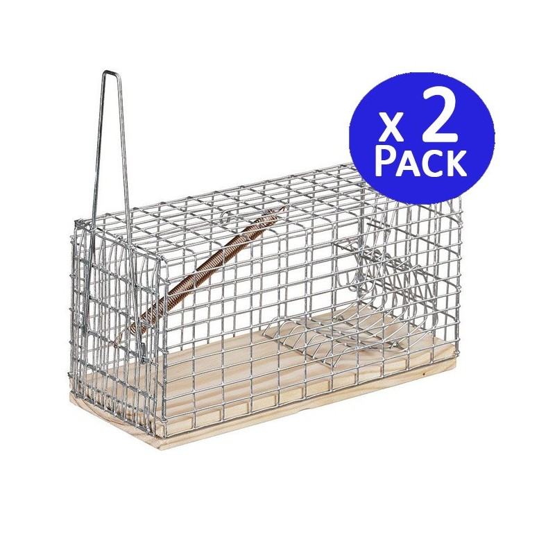 SUINGA Pack 2 Trampa para Ratones Vivos, Jaula de Captura Reutilizable para Ratas, 20x11x10 cm