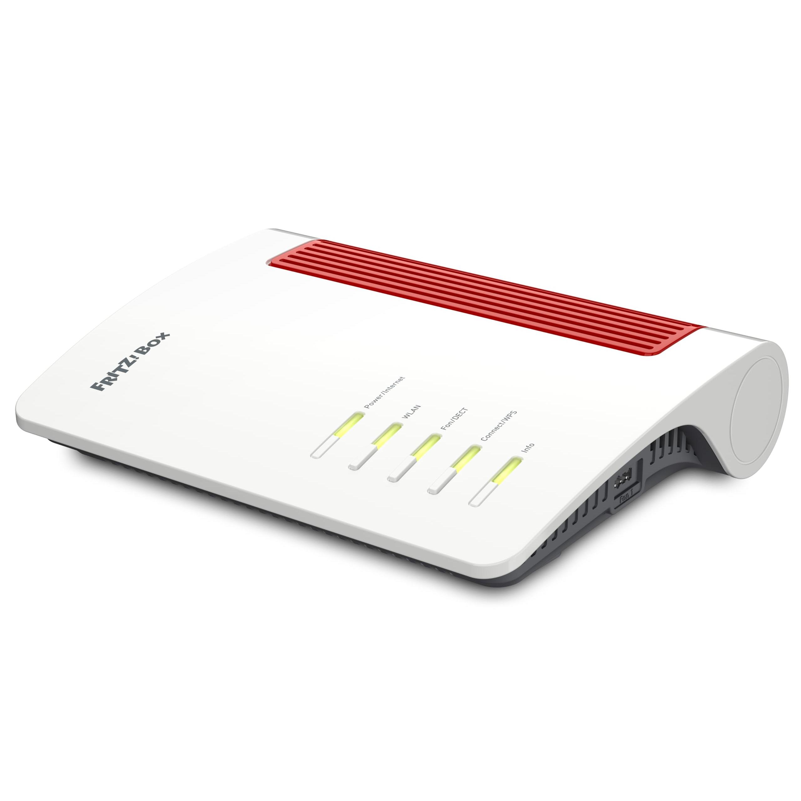 FRITZ!Box 4690 Router Wi-Fi 7 Mesh para conexión de cable, DSL o fibra óptica, hasta 6960 Mbps, 1 x WAN y LAN 1 x 10 Gigabit WAN y LAN, 3 x 2,5 Gigabit LAN, base DECT, malla Wi-Fi, versión