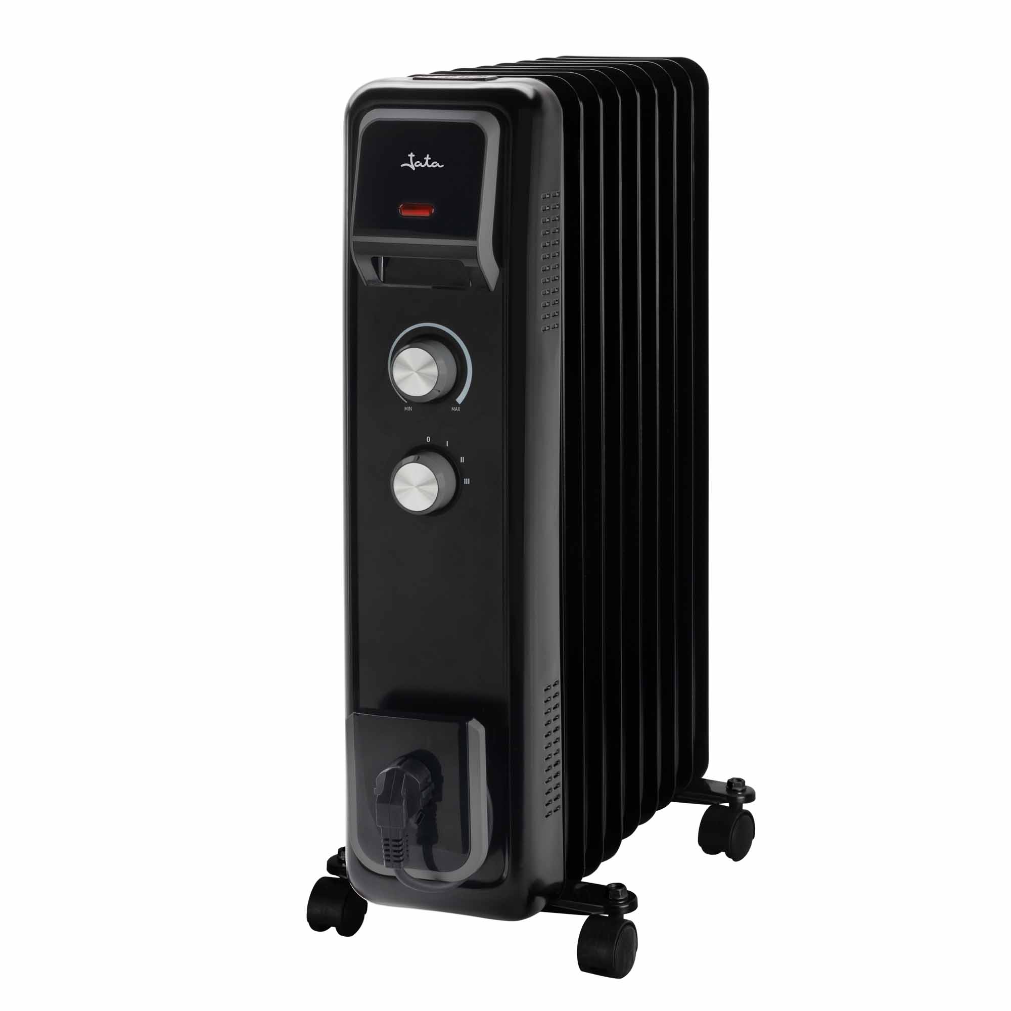JATA JCRA2392 - Radiador Electrico bajo consumo de aceite de 9 módulos. 3 potencias de calor (800-1200-2000 W) Máxima seguridad. Fácil de transportar