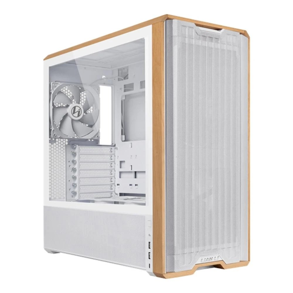 Lian Li - Caja para PC gaming Lancool 217 ATX con cristal templado y acabado en madera blanca, compatible con placas ATX/Micro-ATX/Mini-ITX