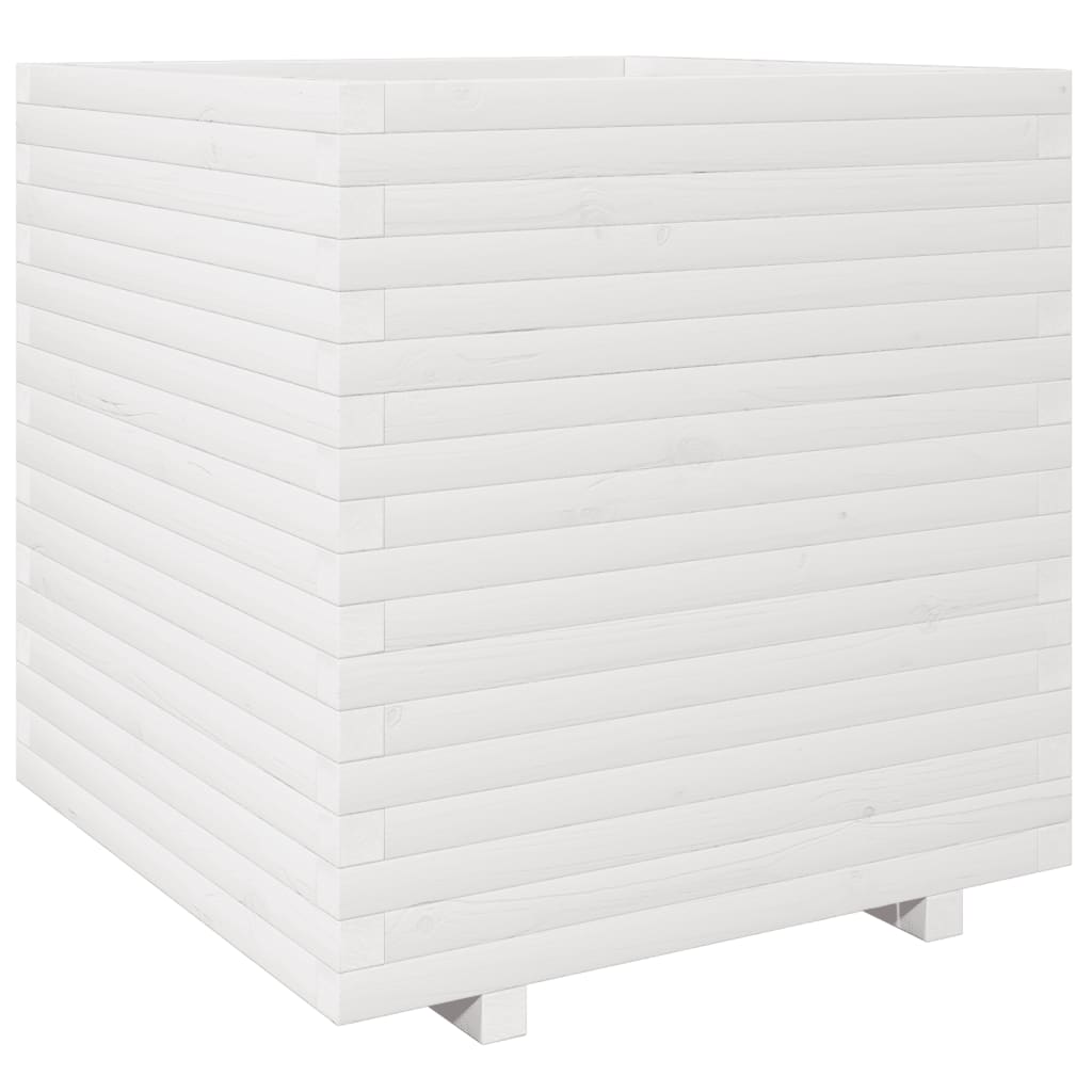 vidaXL Jardinera madera maciza de pino 70x70x72,5 cm Color Pino natural,  Blanco,  Marrón cera y mas