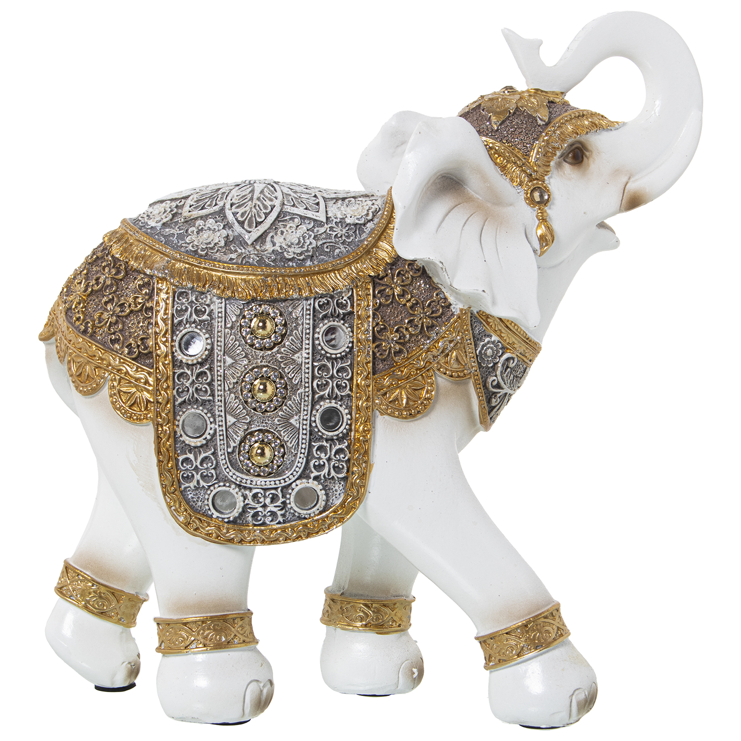 Figura resina elefante blanco, dorado 24x11x25cm