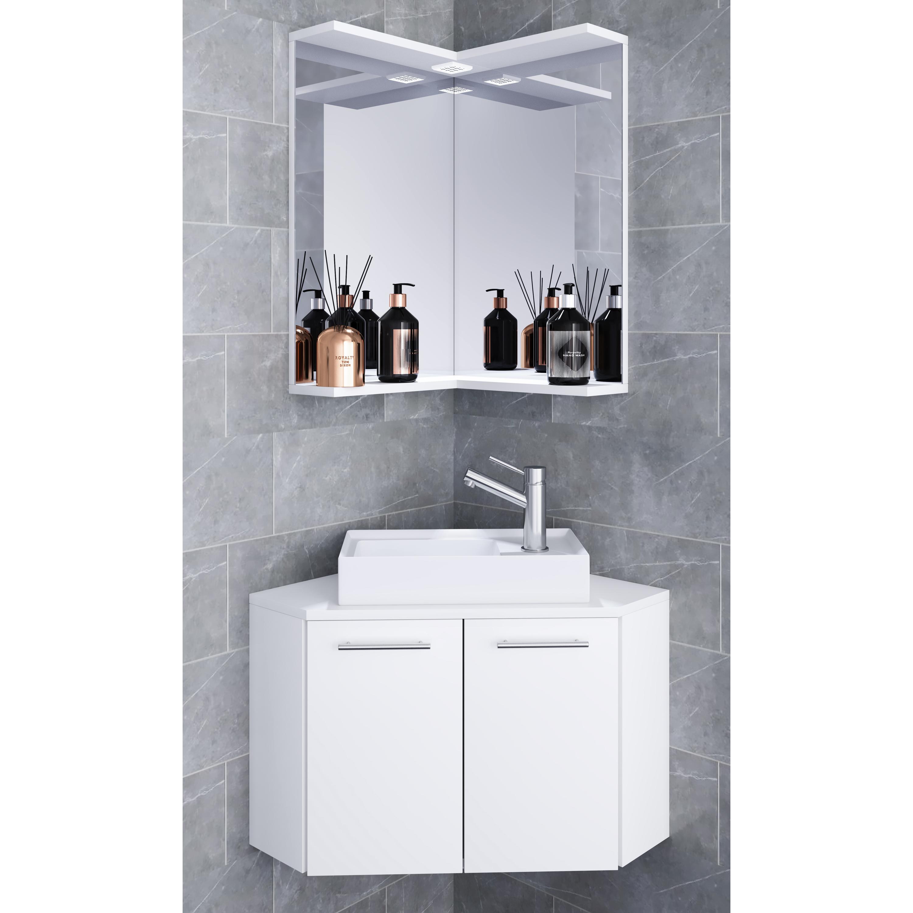 Conjunto de muebles de baño de 3 piezas WC para invitados lavabo esquinero pequeño Vilosa Conjunto de muebles de baño de 3 piezas WC para invitados lavabo esquinero pequeño Vilosa