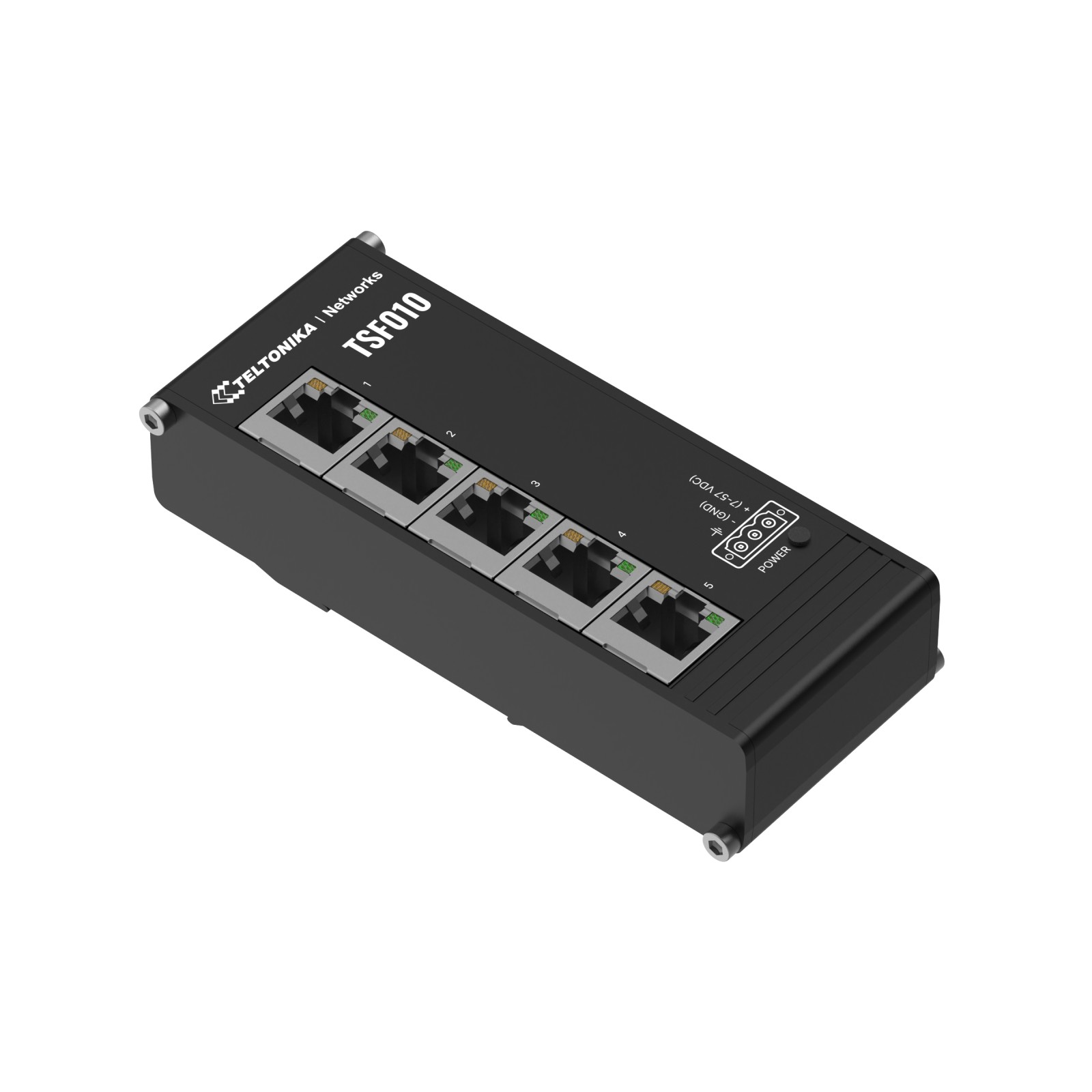 Teltonika NETWORKS TSF010 Flat Ethernet Switch No administrado Fast Ethernet (10/100) DIN rail Negro