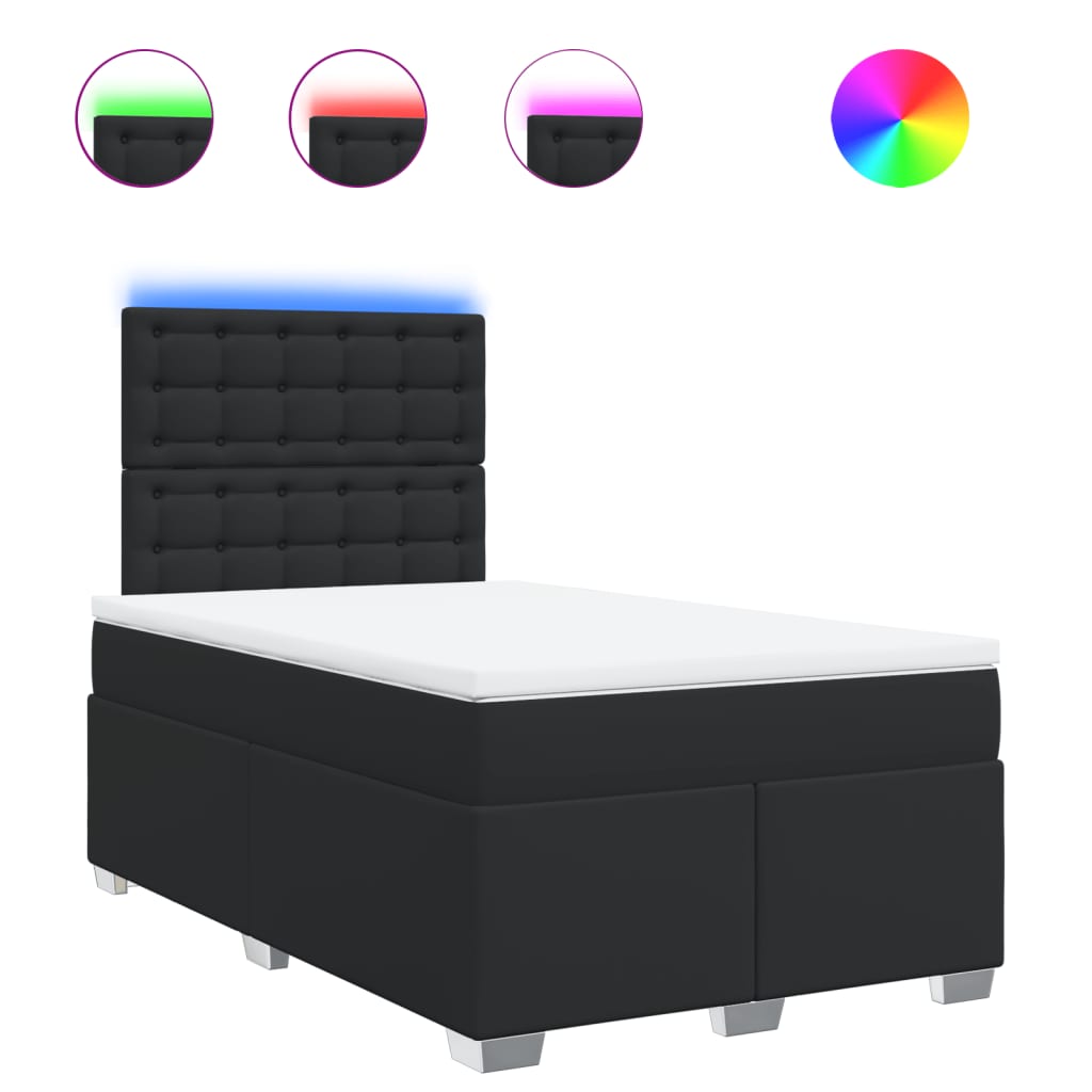 vidaXL Cama box spring con colchón cuero sintético negro 120x190 cm