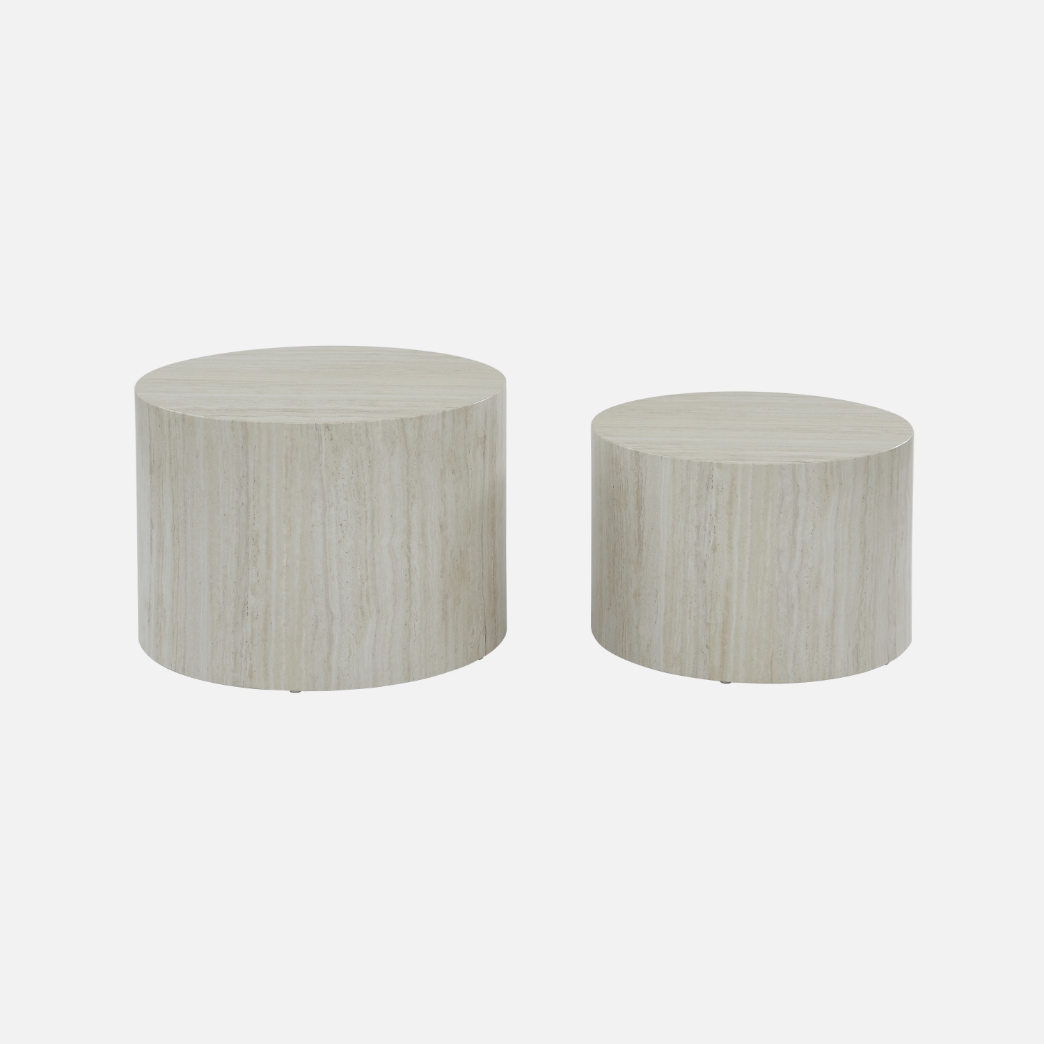 sweeek - Mesa de centro redonda con efecto mármol, set de 2 , Paros , 1x58x40