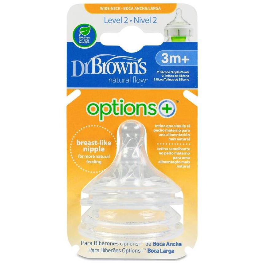 Dr. Brown'S Options+ Tetina Boca Ancha Nivel 2, 2 Uds