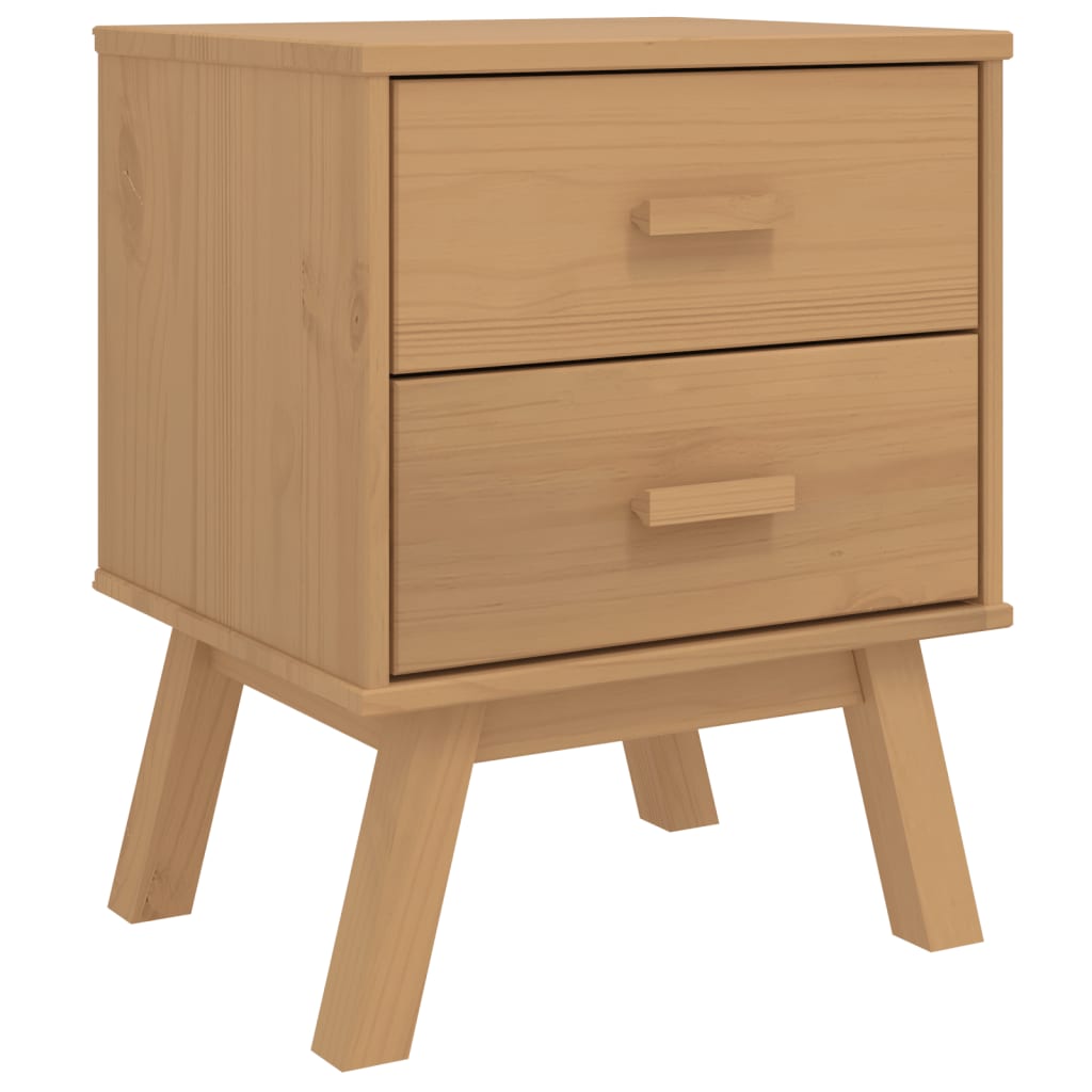 Vidaxl Mesita de Noche OLDEN Madera Maciza de Pino Marrón