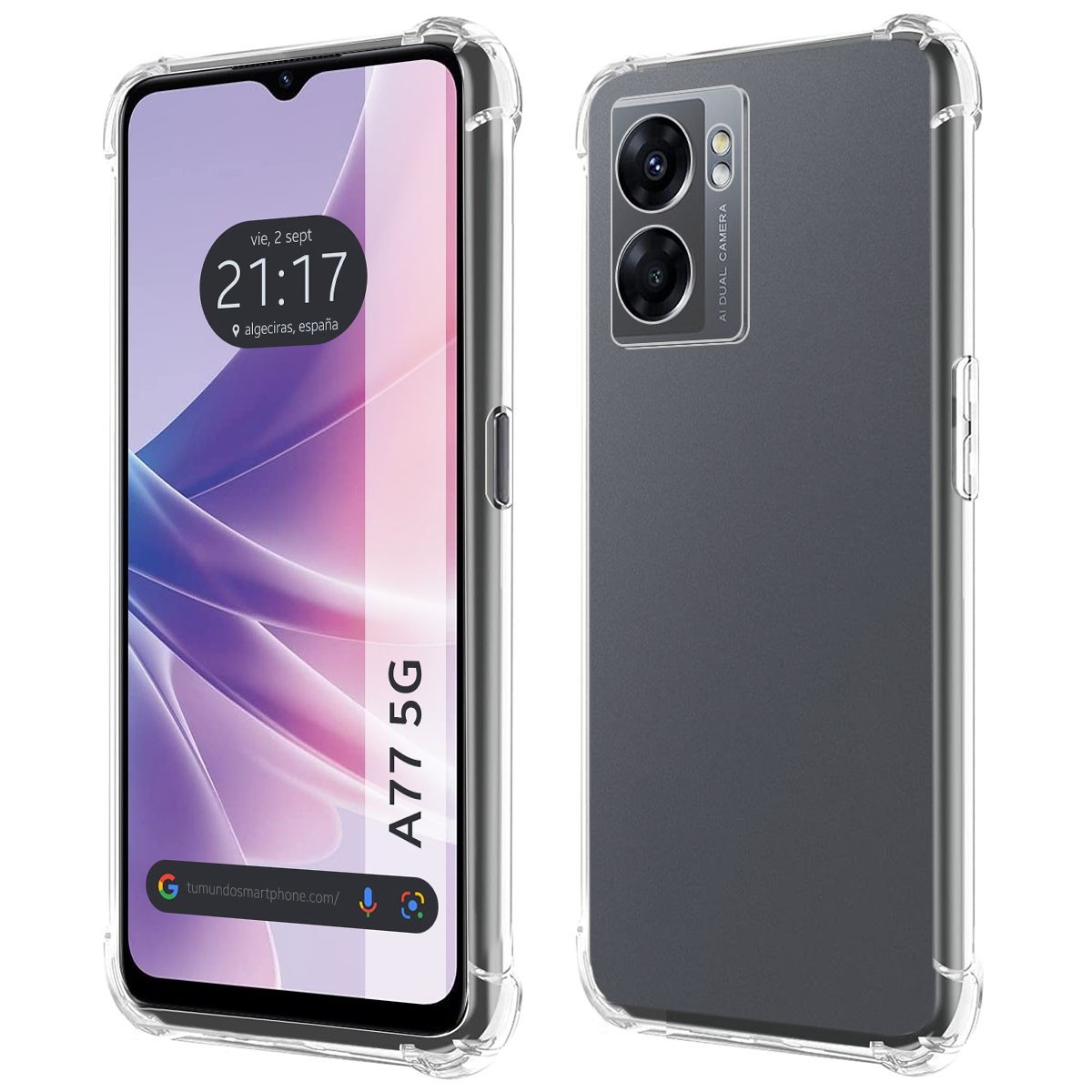Tumundosmartphone Funda Silicona Antigolpes Transparente para Oppo A77 5G con Refuerzo en las Esquinas