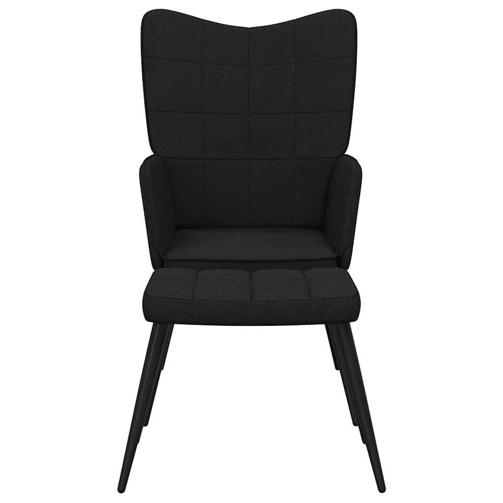 vidaXL Sillón de relax con reposapiés tela negro