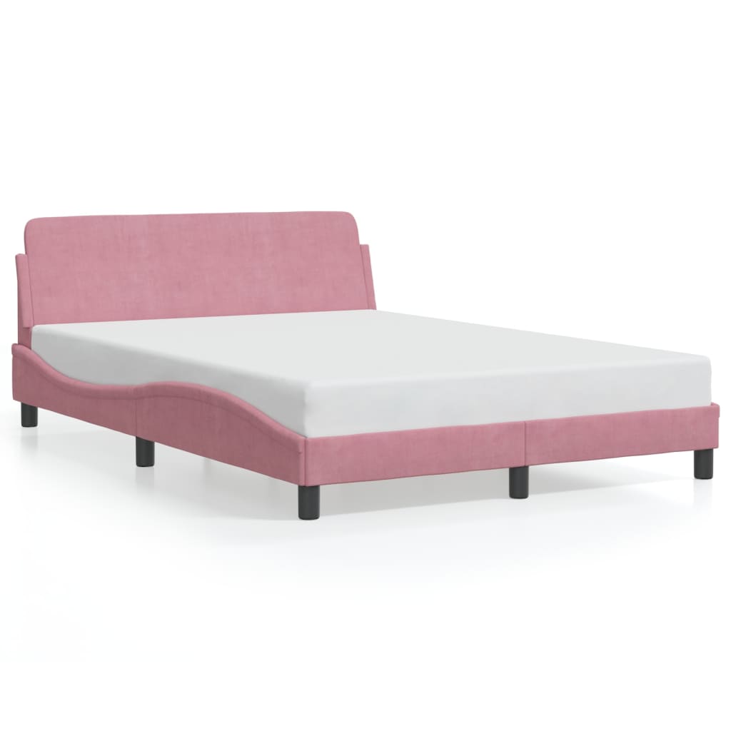 vidaXL Estructura de cama con cabecero Dover terciopelo rosa 120x200 cm