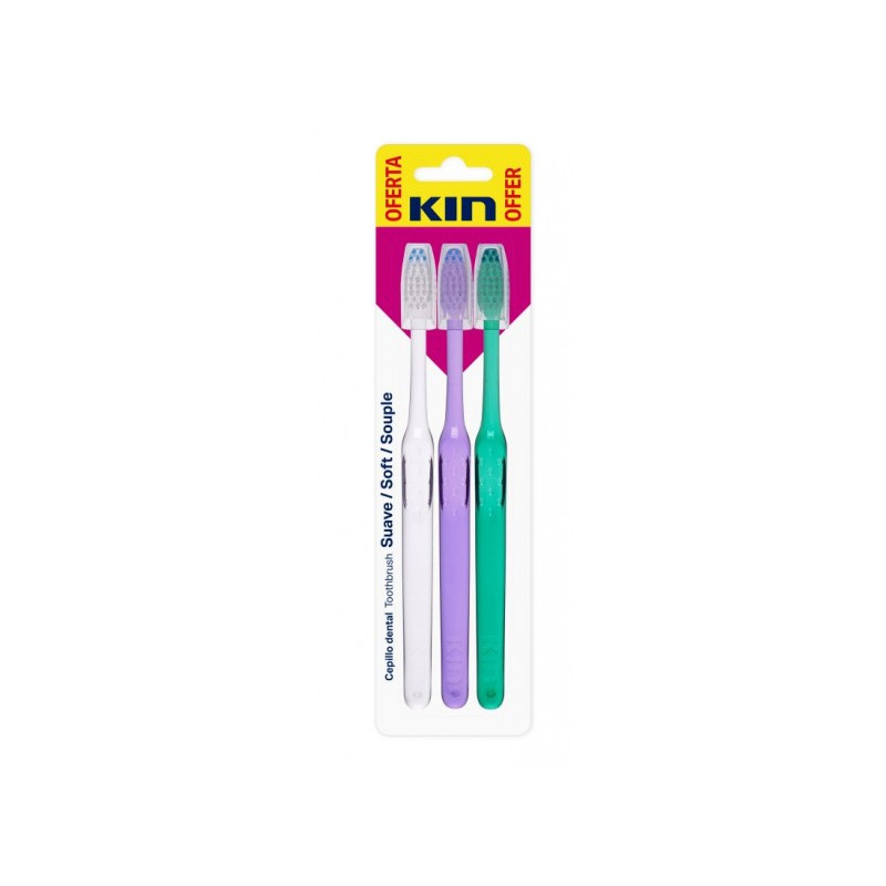KIN PACK CEPILLO DENTAL SUAVE 3 UNIDADES
