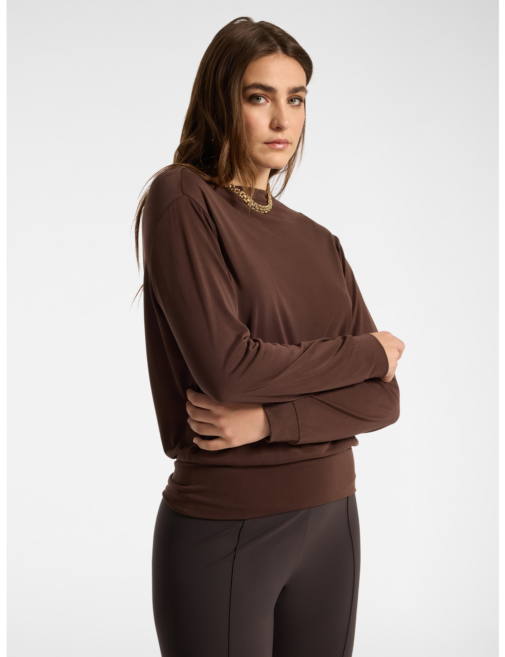Elena Mirò - Camiseta mezcla modal con cuello barco