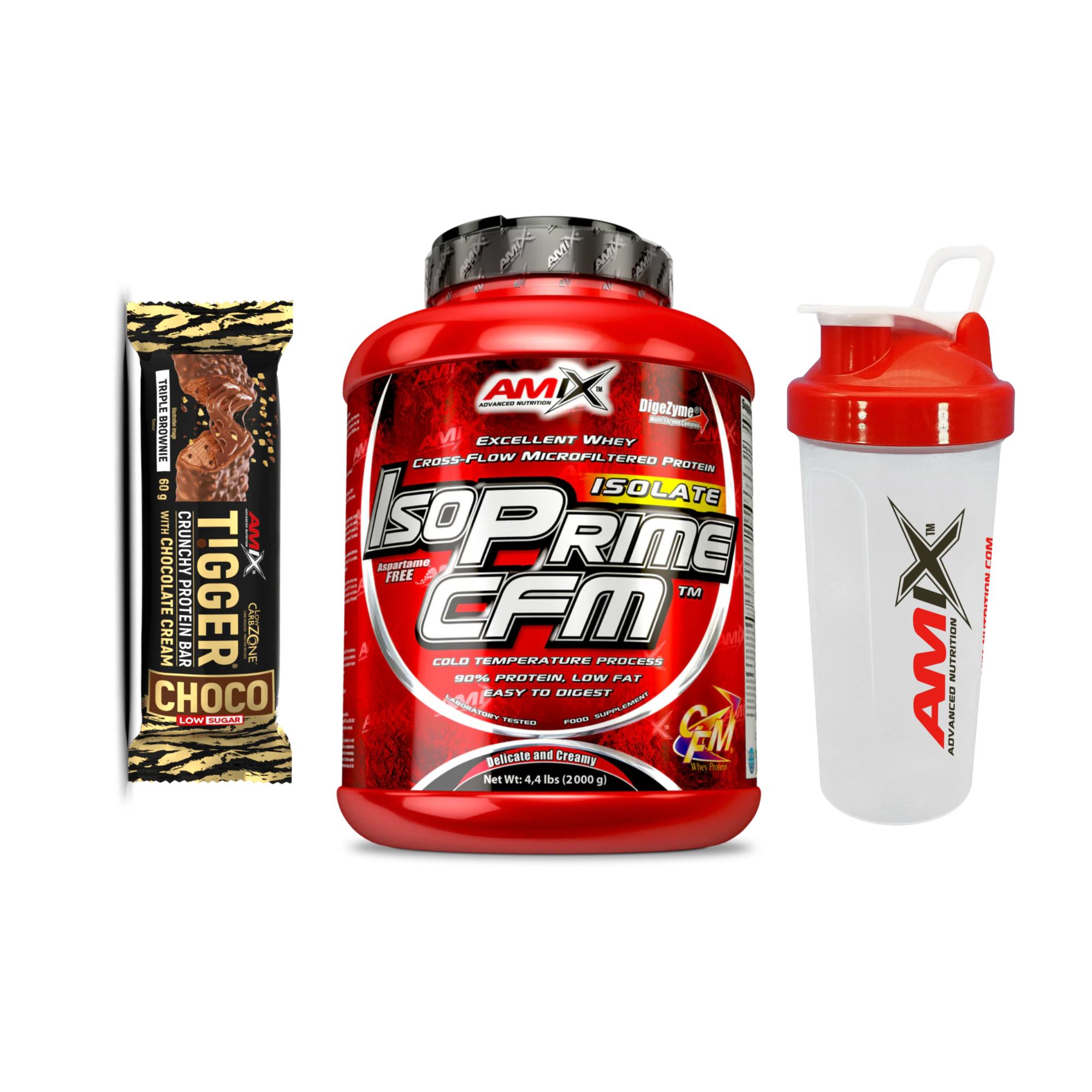 Proteina Aislada Isoprime 2Kg CFM AMIX Varios Sabores + Barrita y Shaker de regalo