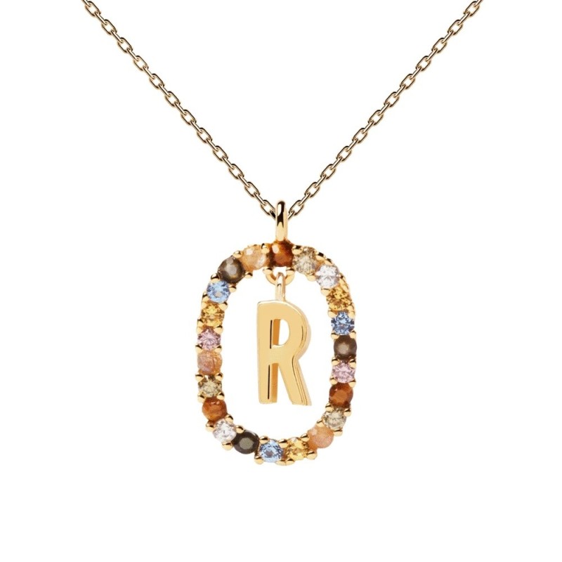 Collar P D Paola Letra R Plata 925MM Dorada