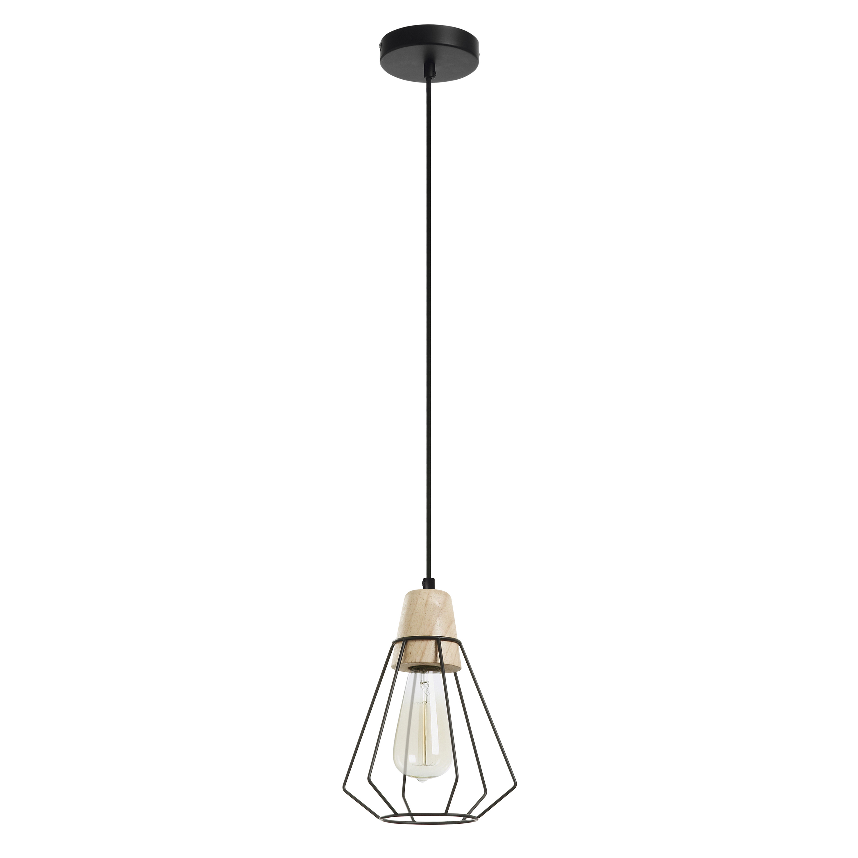 Novolux Lighting- Lámpara de techo - Elga, color negro, uso interior acero y madera,e27,60W, IP20, interior