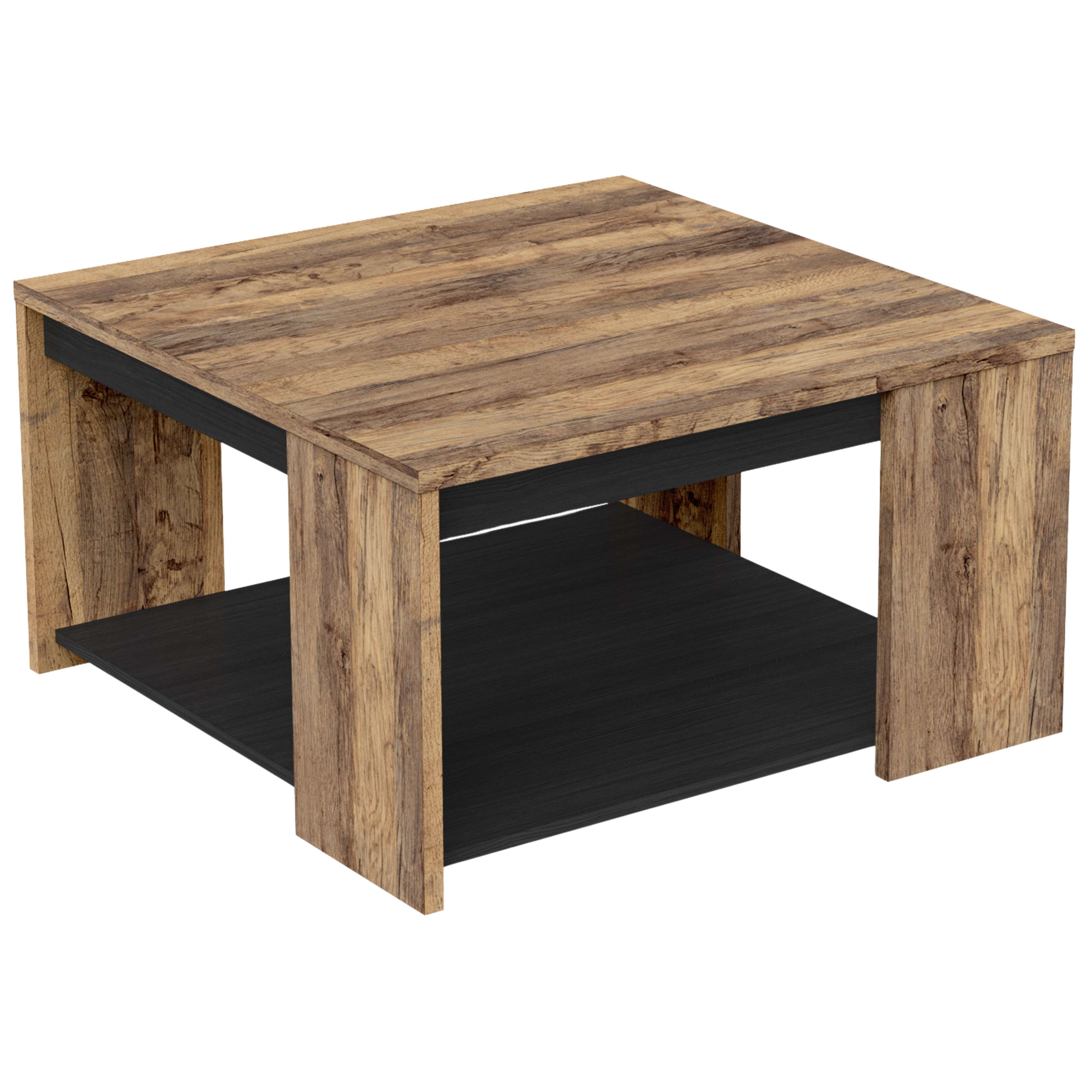 Miroytengo Mesa De Centro Mónaco Roble Saloon Y Negro Estructurado 42x80 cm