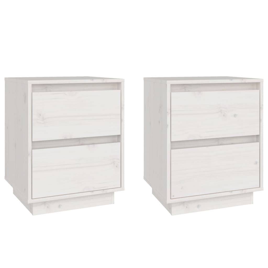 Vidaxl Mesitas de Noche 2 Unidades de Madera Maciza de Pino 40x35x50 Cm Natural
