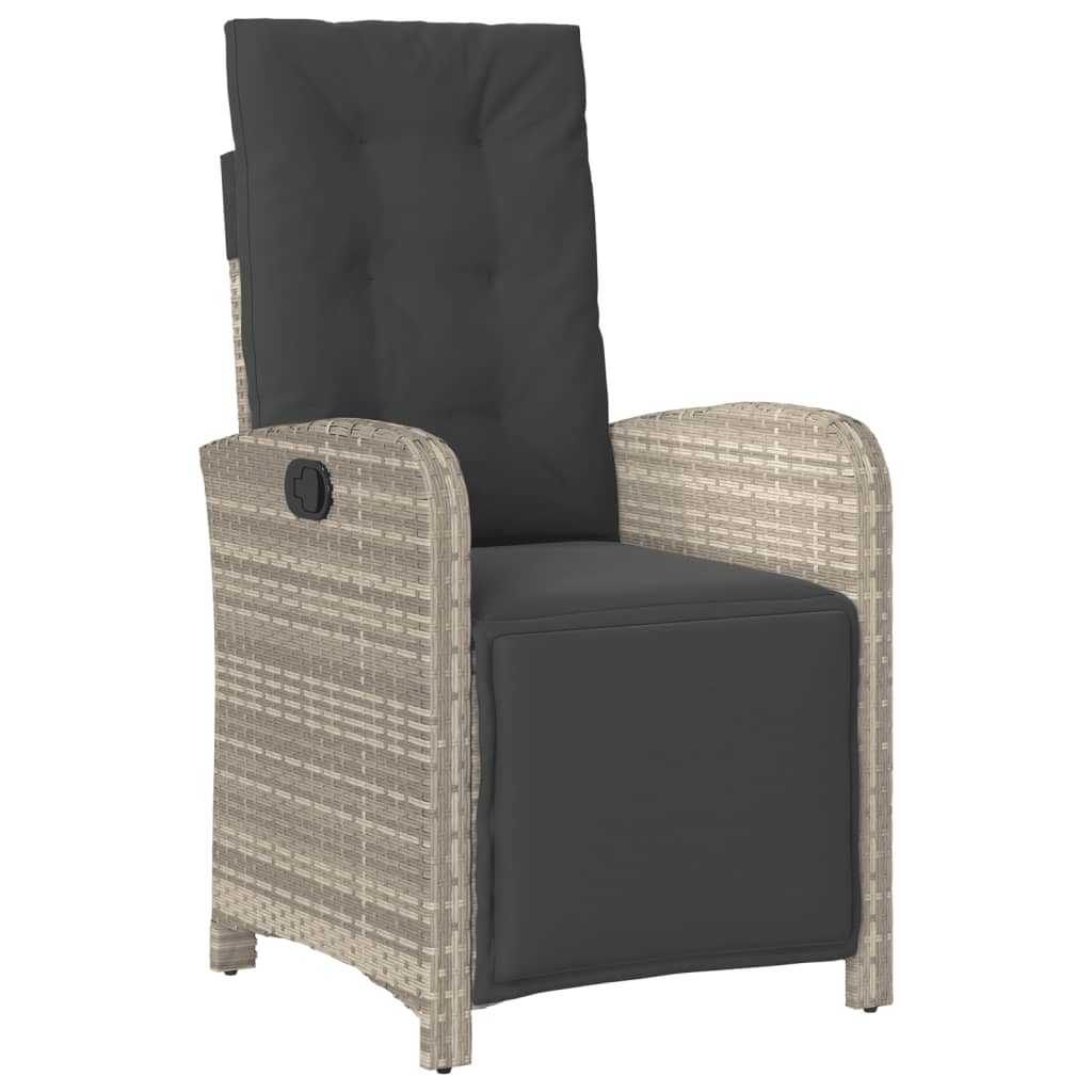 vidaXL Sillón reclinable de jardín con reposapiés ratán PE gris claro