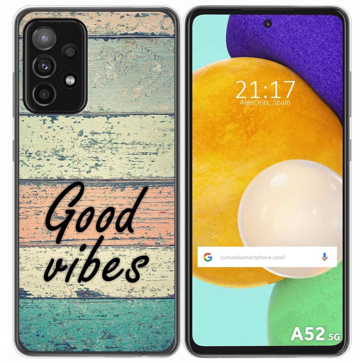 Tumundosmartphone Funda Gel Tpu para Samsung Galaxy A52 / A52 5G / A52s 5G diseño Madera 01 Dibujos
