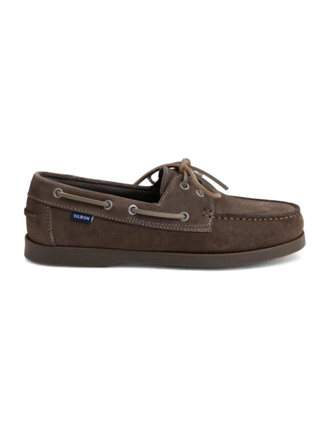 Mocasín Silbon sport naútico marrón oscuro para hombre