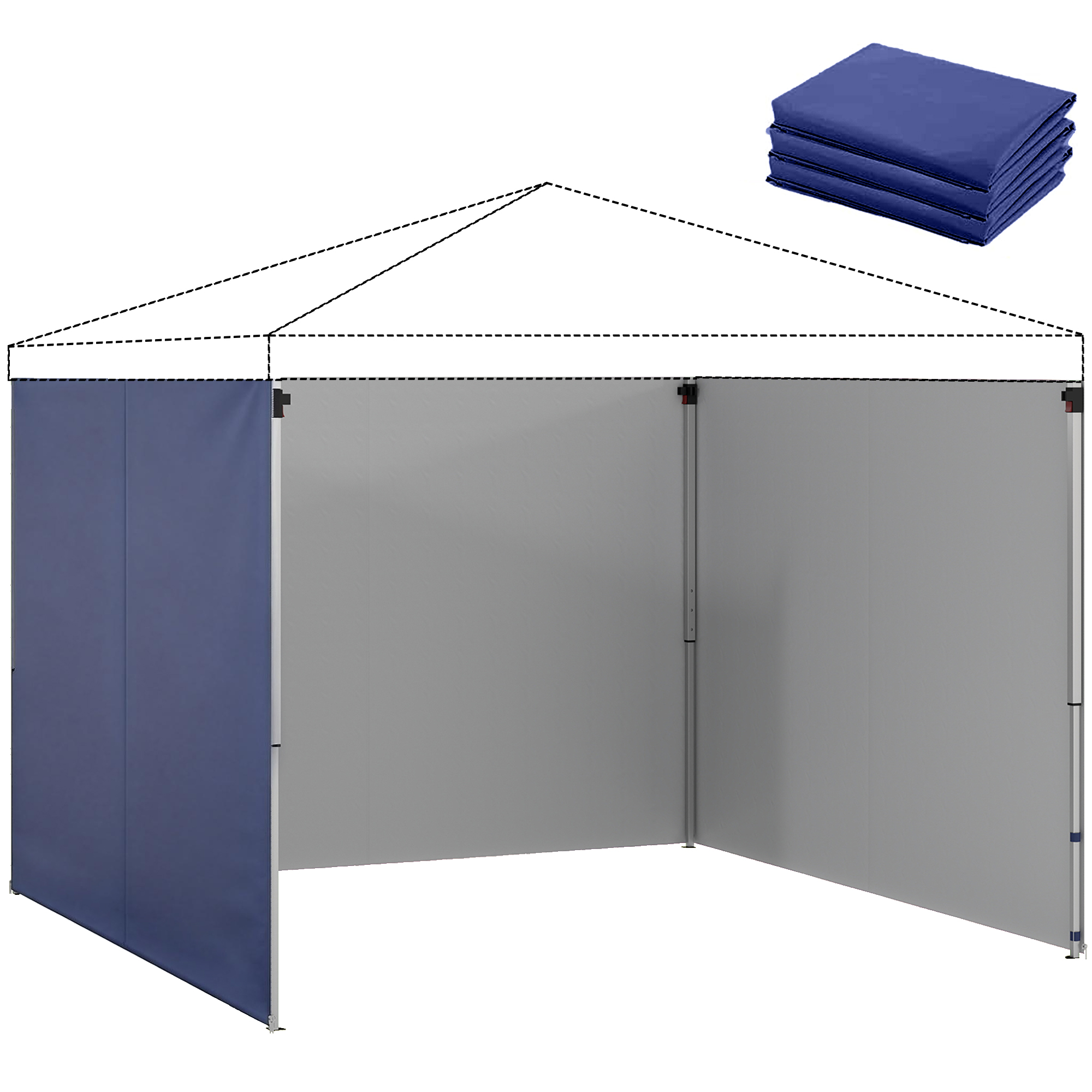 Outsunny 3 Paredes Laterales para Carpas de 3x3 m, Paredes Laterales de Repuesto para Cenador de Tela Oxford 210D con Cremallera, para Fiestas, 300x200 cm