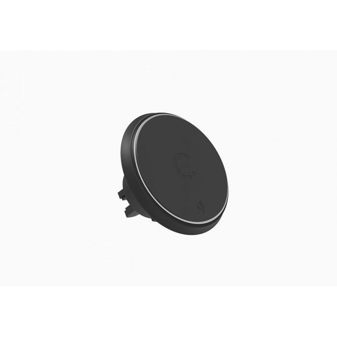 Cygnett CY2367ACVEN Car Charger - 7.5W Wireless MagMount Qi in Black, fast charging for universal compatibility, easy installation, and safe usage with overheat protection, ideal for keeping your devices charged on the go.