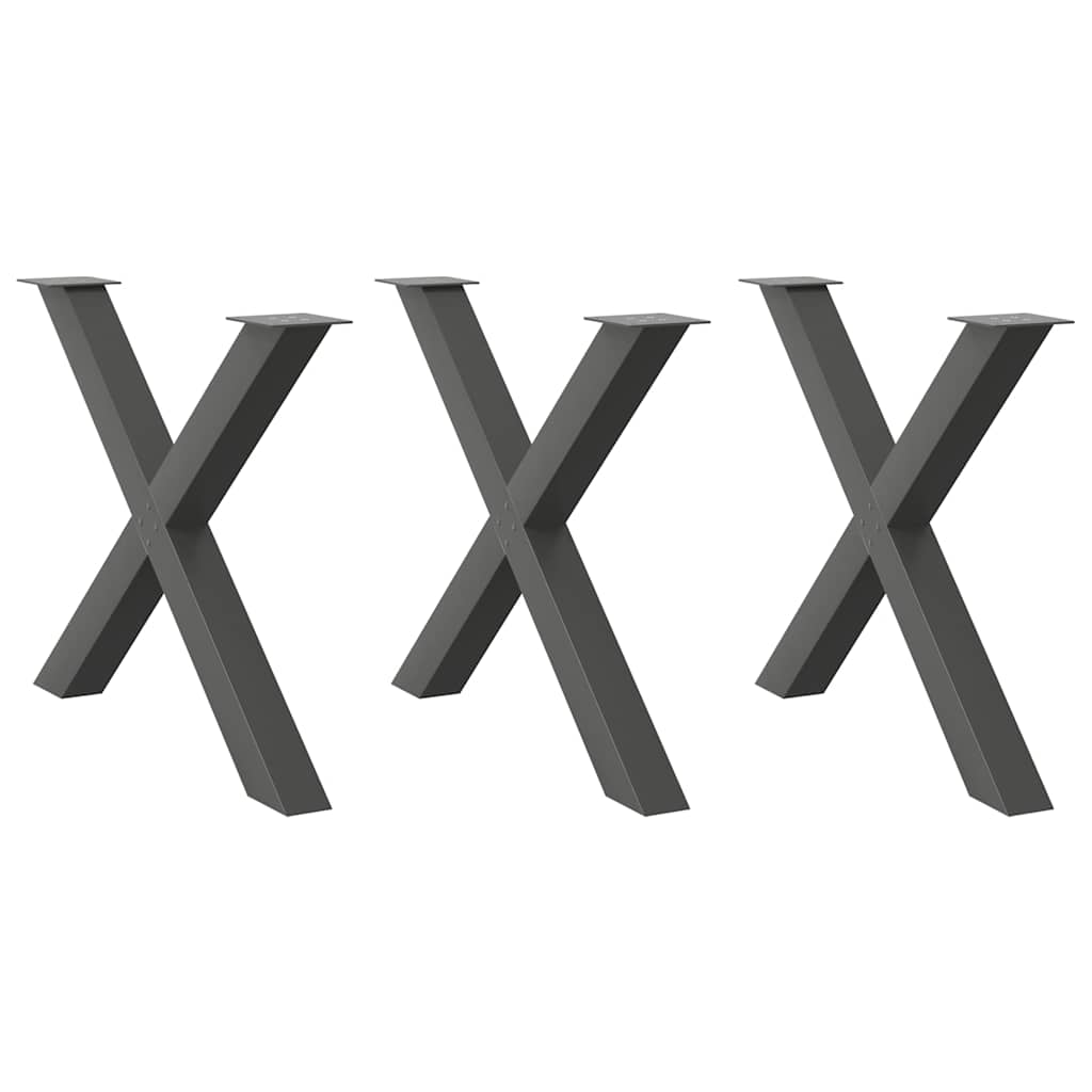 vidaXL Patas para mesa de comedor en forma de X (3 unidades) 90 x (72-73) cm, acero