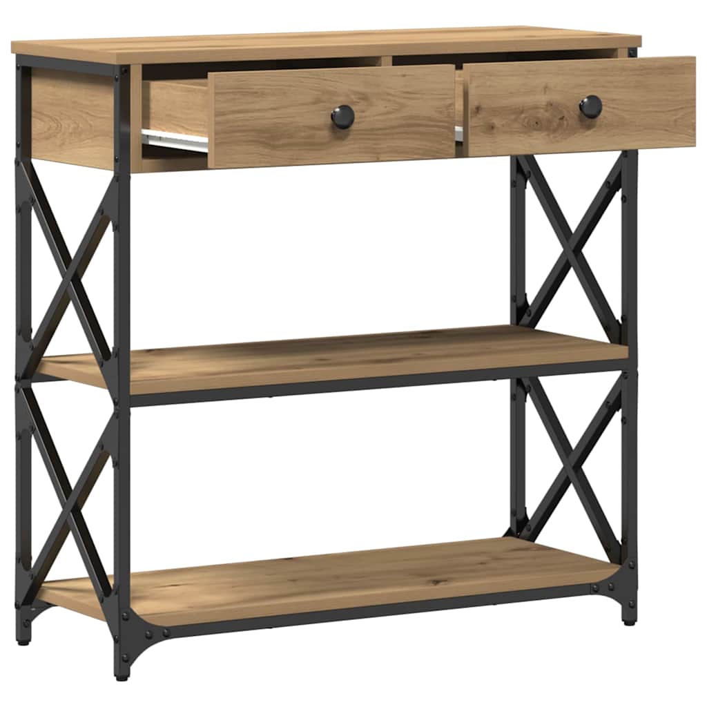 vidaXL Mesa de Consola con cajón Roble artisan 75 x 28 x 75 cm