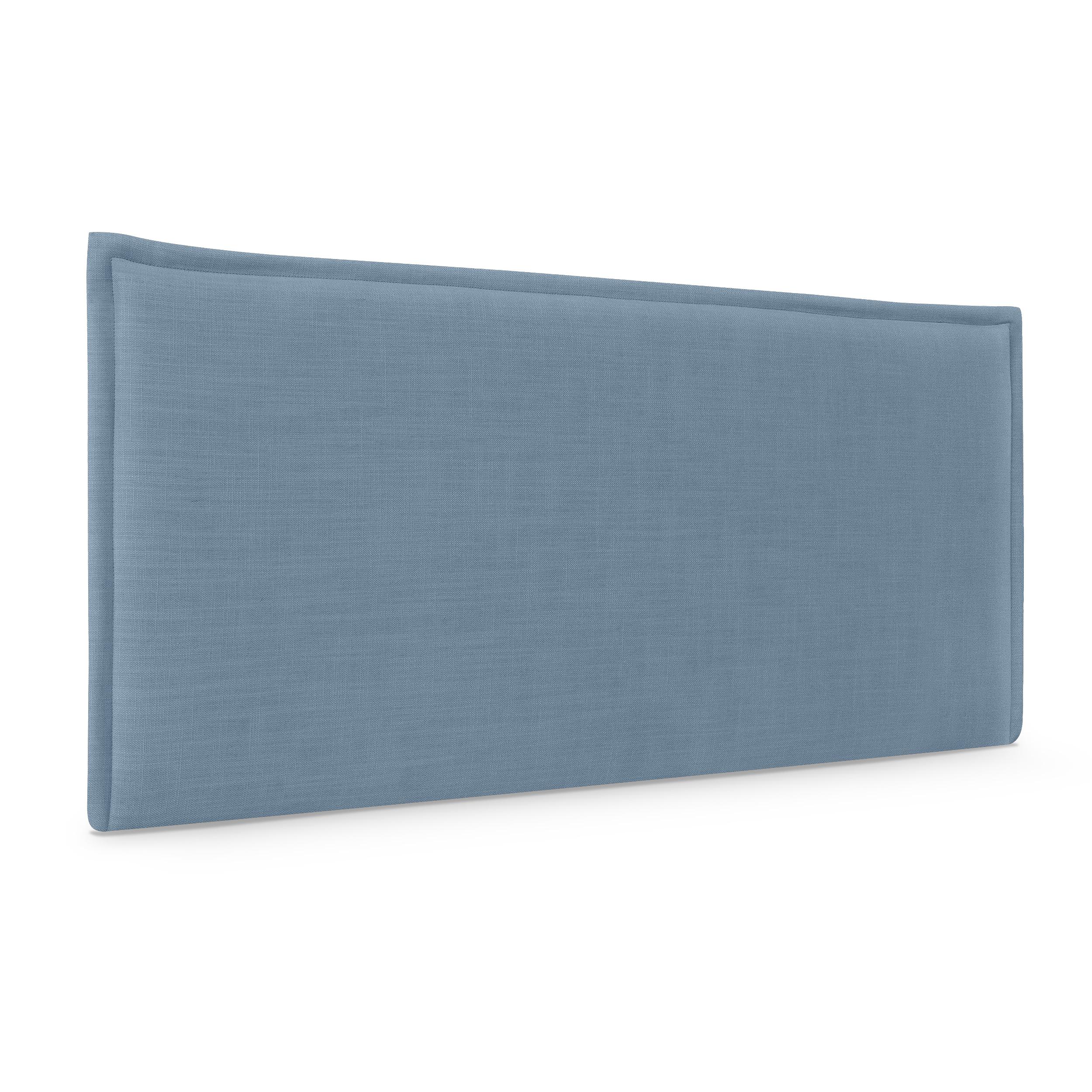 DHOME Cabecero de Lino Natural Liso con Ribete Cabezal Tapizado Cama Dormitorio Moderno Top Trending (Azul Lino)
