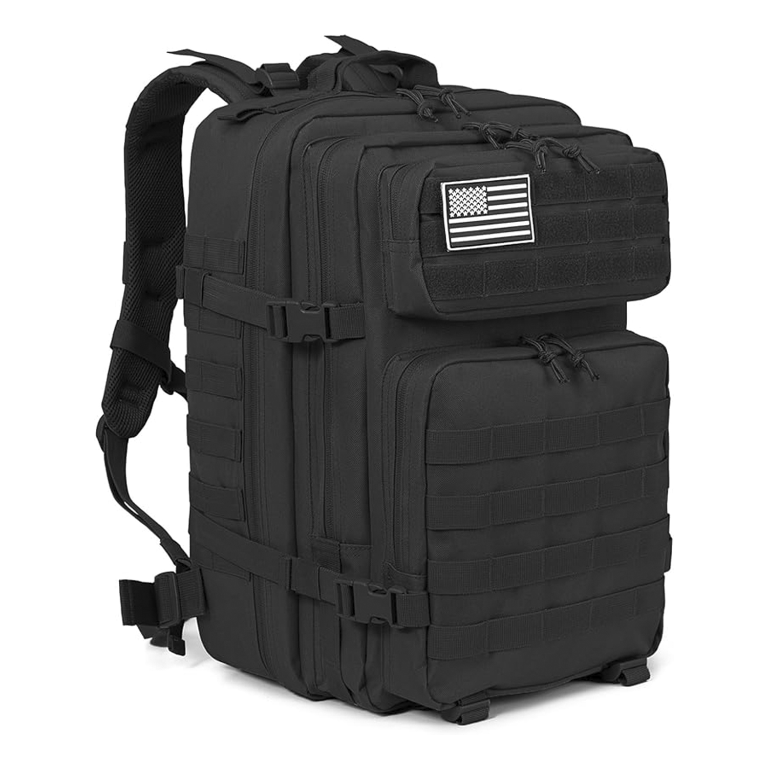 DAM. Mochila táctica militar de 45 Litros con sistema Molle de gran capacidad e impermeable. Perfecta para emergencias, días de caza, senderismo y acampadas. 33x29x45 cm.