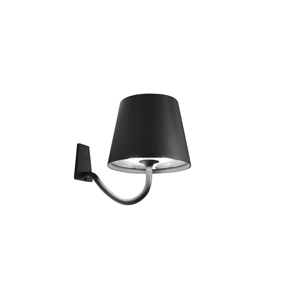 Lámpara de pared LED recargable y regular Poldina gris obscura con Katería de hasta 12 Horas