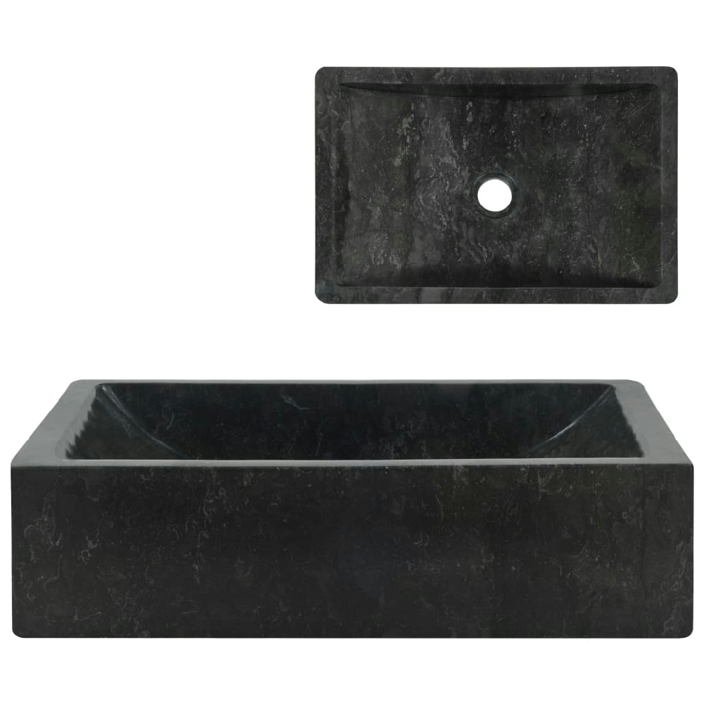 vidaXL LAVABO DE MÁRMOL NEGRO CON BRILLO 45X30X12 CM
