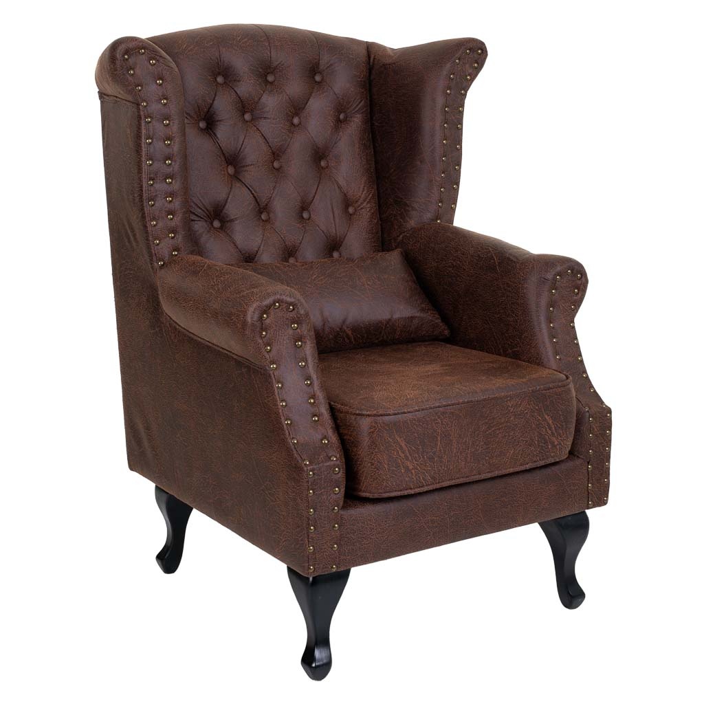 WANDERLUST DECO Sillón de polipiel marrón 84x84x86h cm