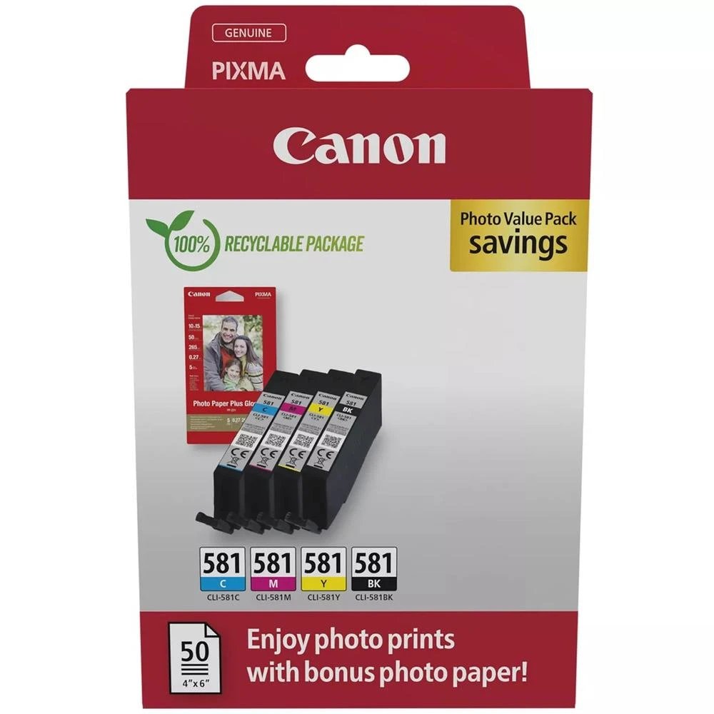Canon - Cartucho de impresión multipack 2106C006 con tinta negra, cian, magenta y amarilla para impresoras Pixma, alta calidad y rendimiento fiable
