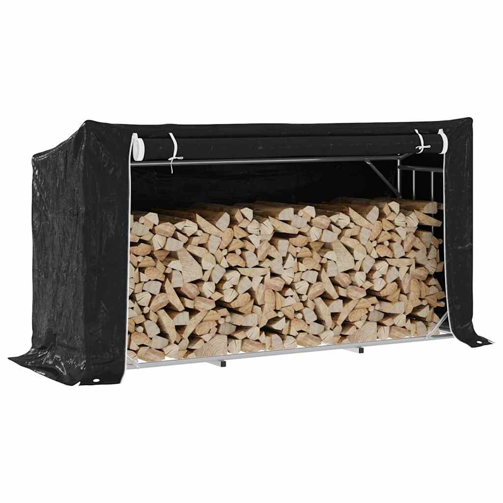 vidaXL Leñero cubierta lluvia acero galvanizado en dimensiones 200.5x100.5x110.5 cm/200.5x41x110.5 cm/200.5x60.5x110.5 cm y más