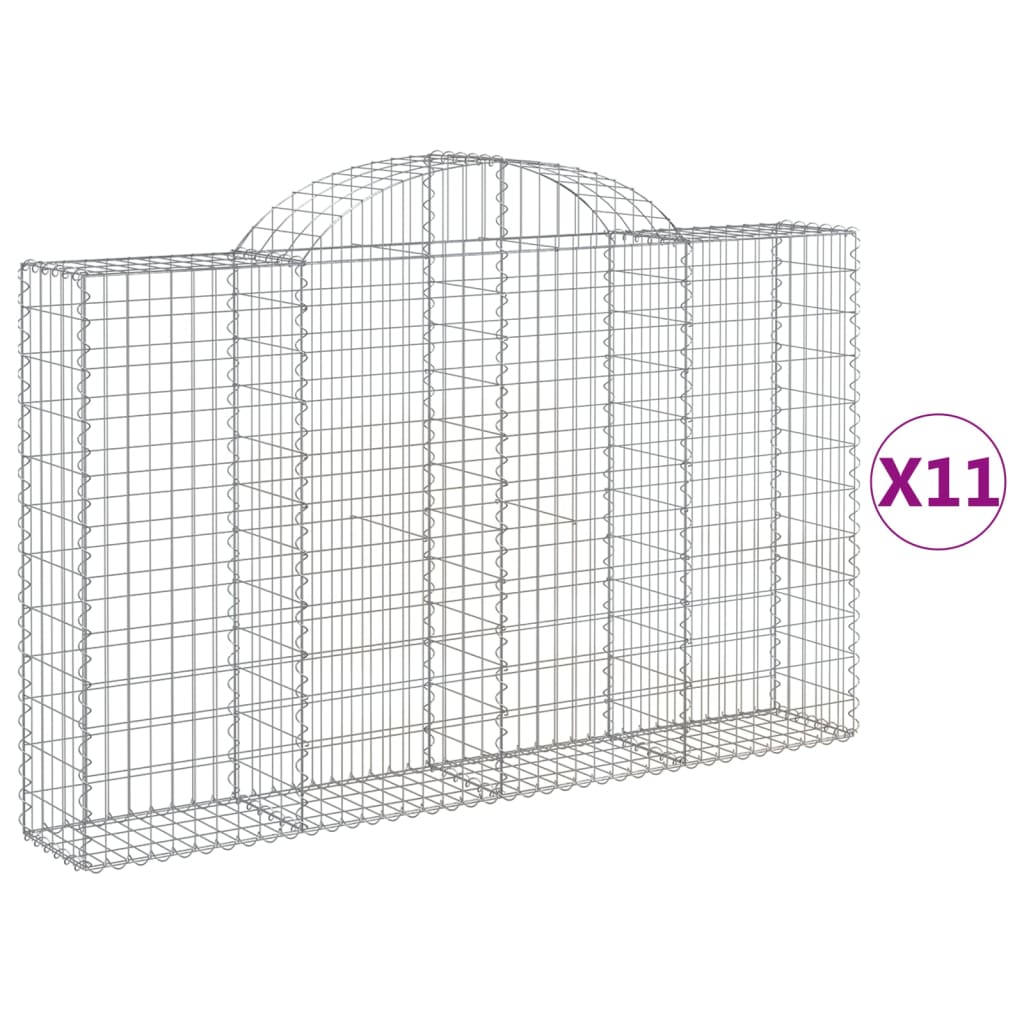 vidaXL Cestas de gaviones 11 uds forma de arco hierro Dimensiones 200 x 30 x 40/60 cm,  200 x 30 x 60/80 cm,  200 x 30 x 80/100 cm y mas