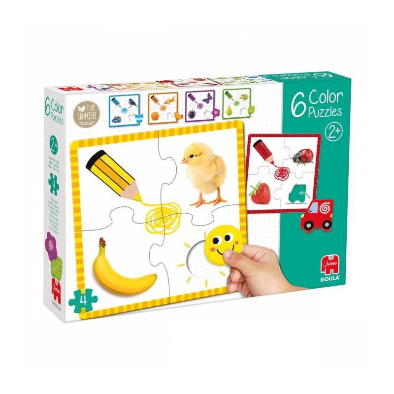 Diset Puzzle Colores Goula - Juego de Aprendizaje de 6 Puzles de Madera para Niños