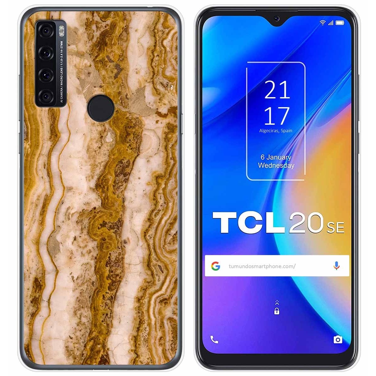Tumundosmartphone Funda Gel Tpu para TCL 20 SE diseño Mármol 10 Dibujos