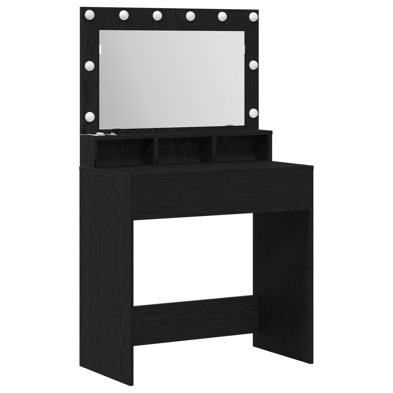 Mesa de Maquillaje vidaXL con Luces LED - Madera Negra 79x41x135 cm