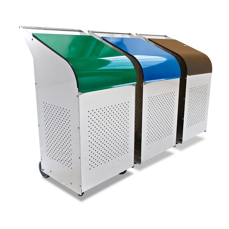 Papelera reciclaje tapa marrón 470x600x1020 mm.