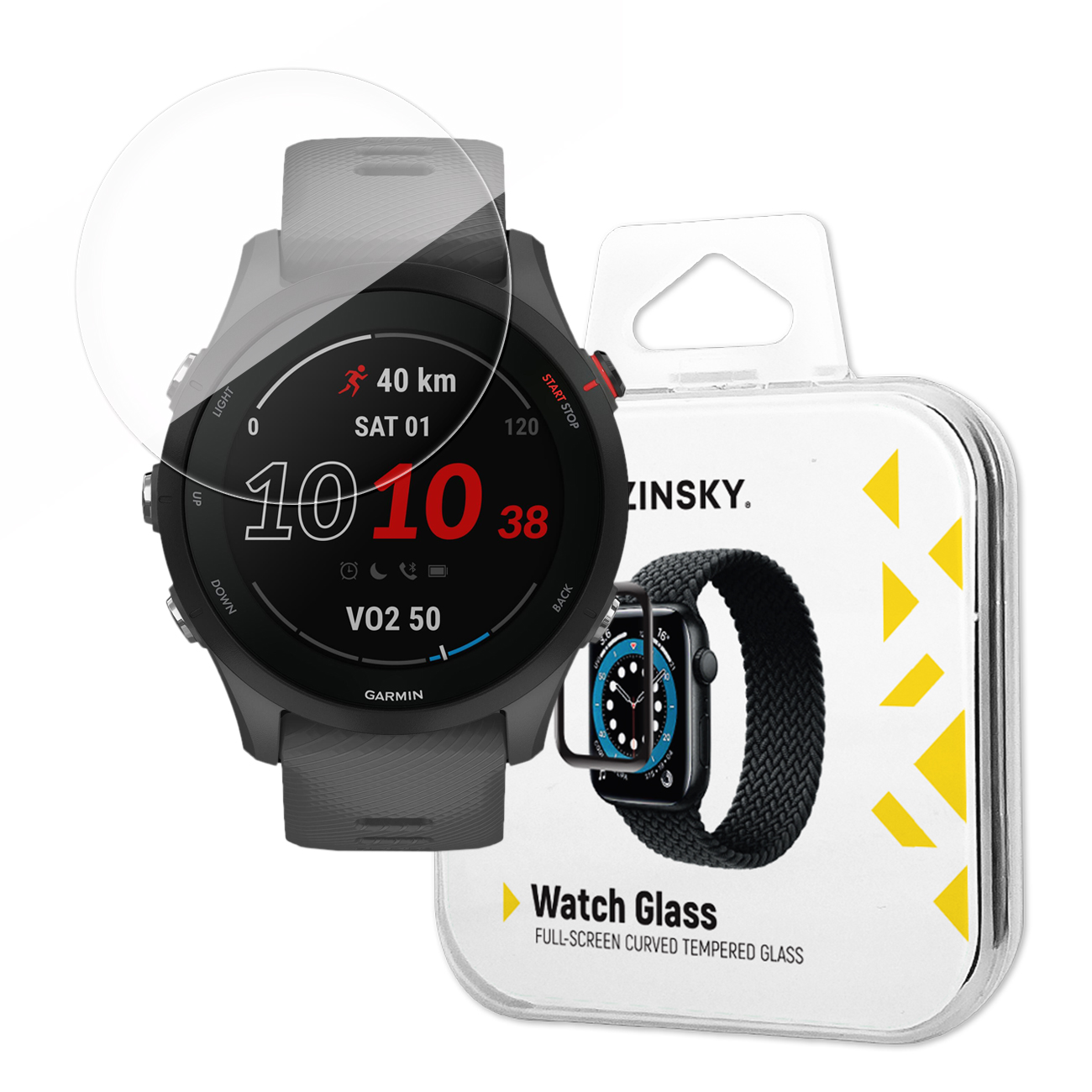 Szkło hartowane 9H na cały ekran Garmin Forerunner 255 z czarną ramką Full Glue