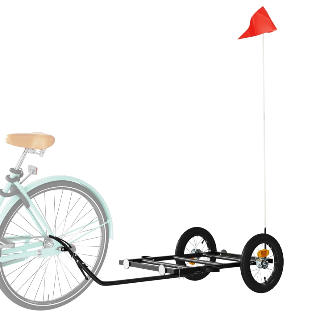 vidaXL Remolque para Bicicletas de Carga Maletas Carrito para Bici Hierro Negro Dimensiones 122 x 53 x 28 cm, 126 x 63 x 34 cm, 135 x 68 x 37 cm