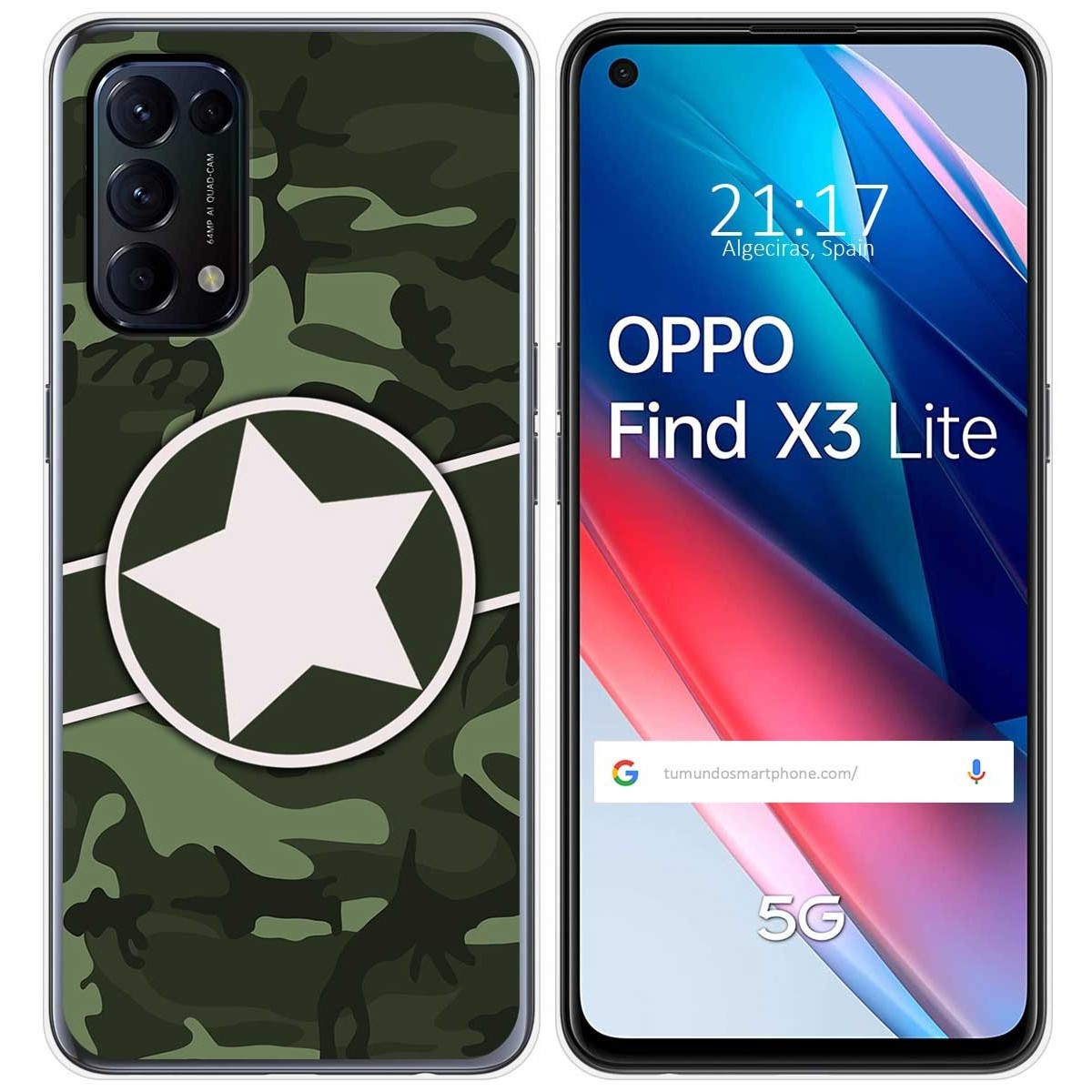 Tumundosmartphone Funda Gel Tpu para Oppo Find X3 Lite 5G diseño Camuflaje 01 Dibujos
