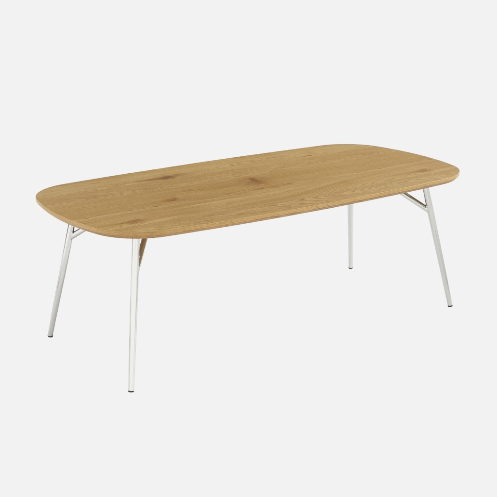 sweeek - Mesa de centro rectangular con patas cromadas y decoración de madera , Ezia , 120x60x41