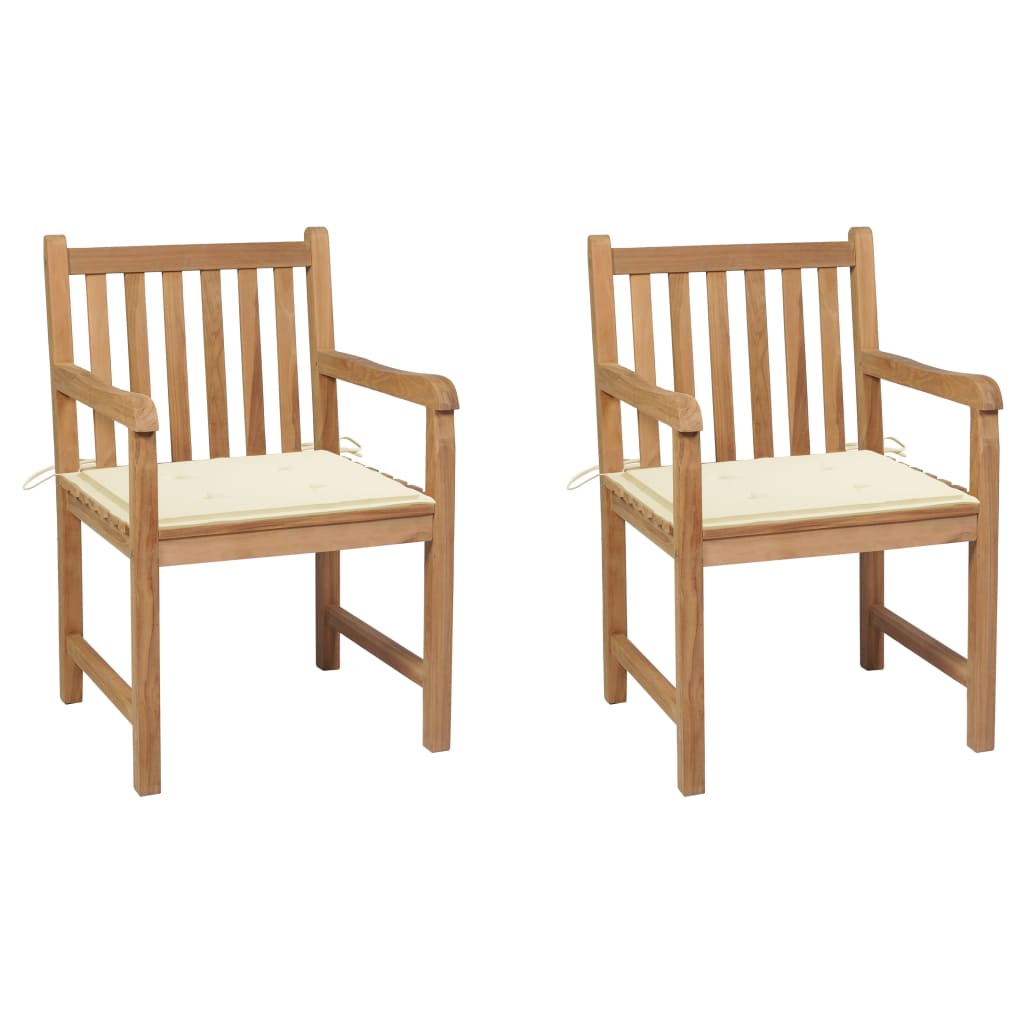 vidaXL Sillas de jardín 2 uds cojines madera de teca