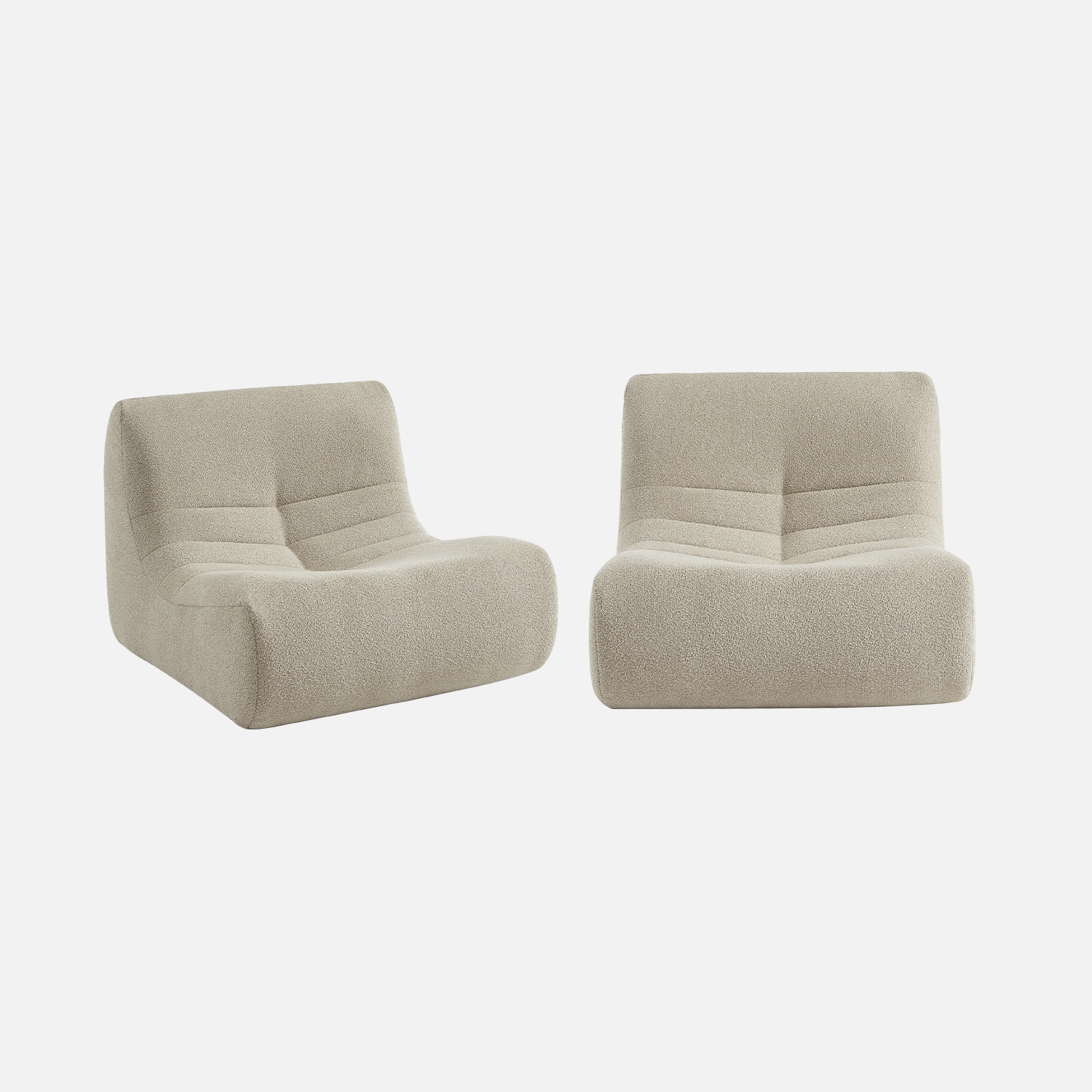 sweeek - Sofá modular en borreguito texturizado, 2 plazas , Sokol borreguito , 91x105x72